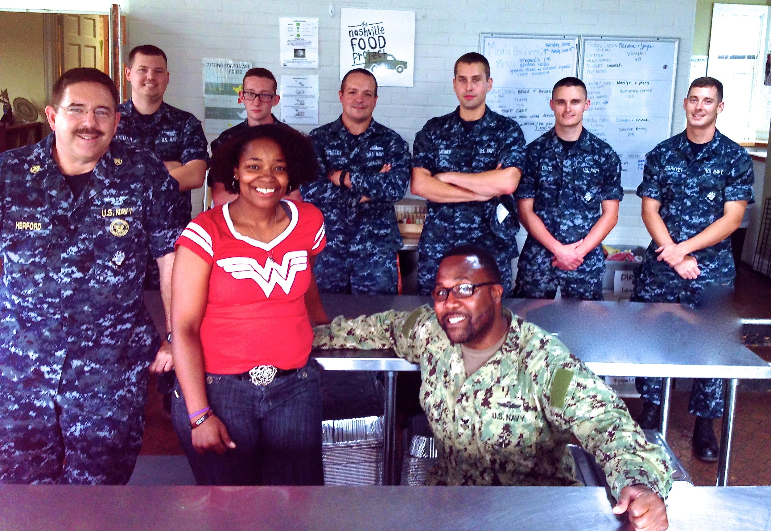 Makisha with volunteers from Navy Operational Support Center (NOSC), a component facility of the Navy Reserve Center.