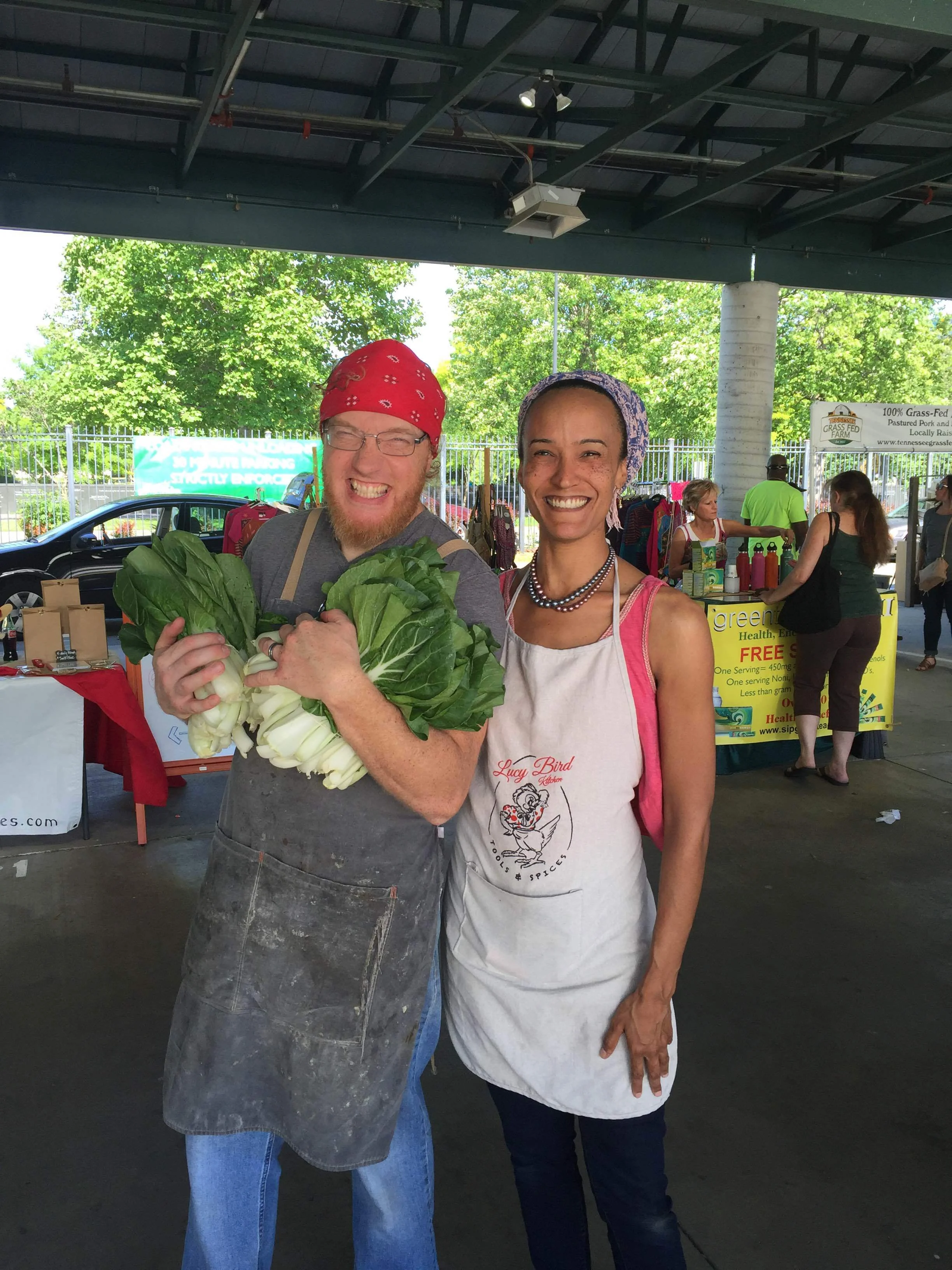 Chef Sam with our farm shed neighbor Victoria of Lucy Bird Kitchen .
