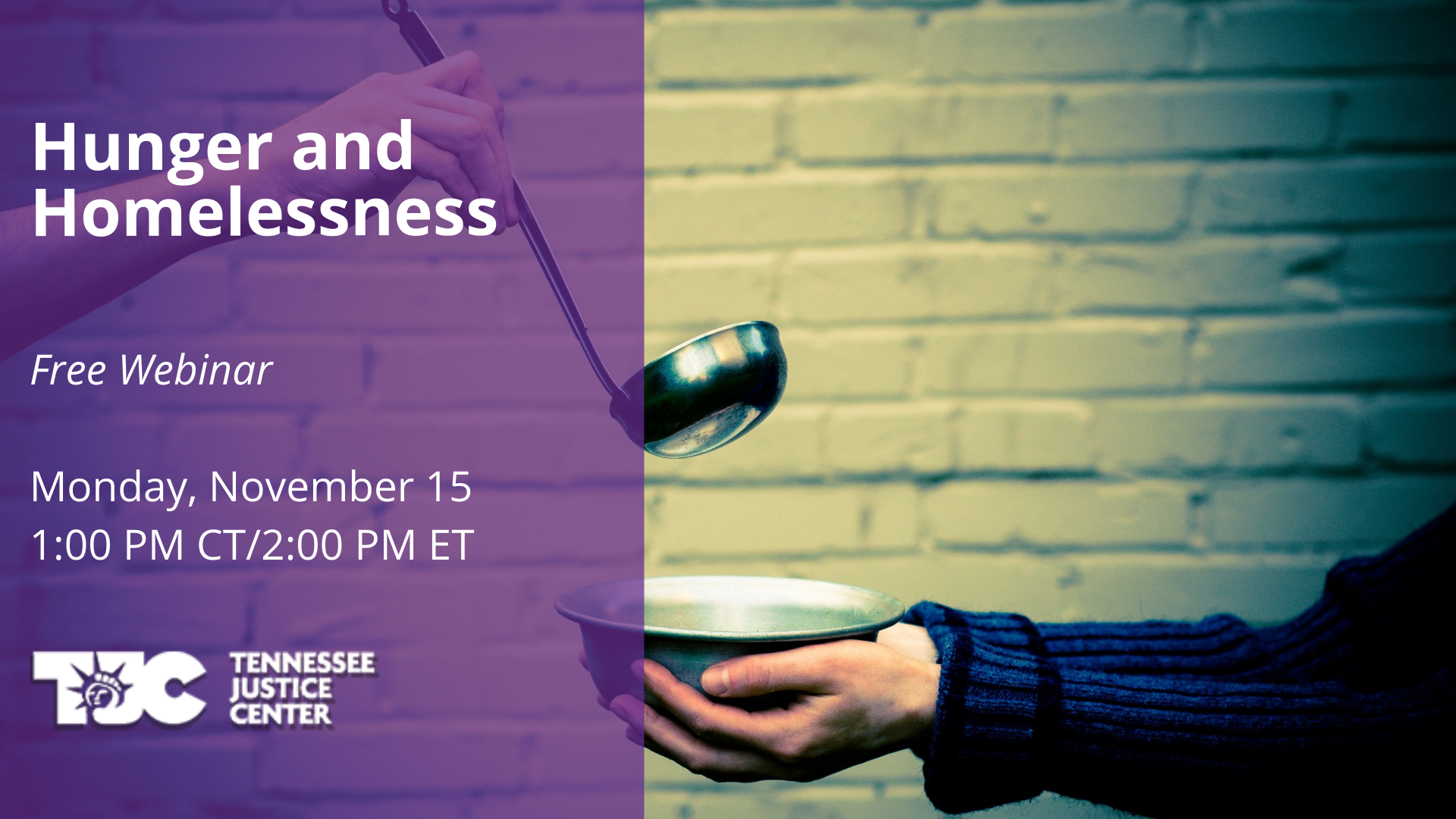 "Hunger and Homelessness" webinar by Tennessee Justice Center
