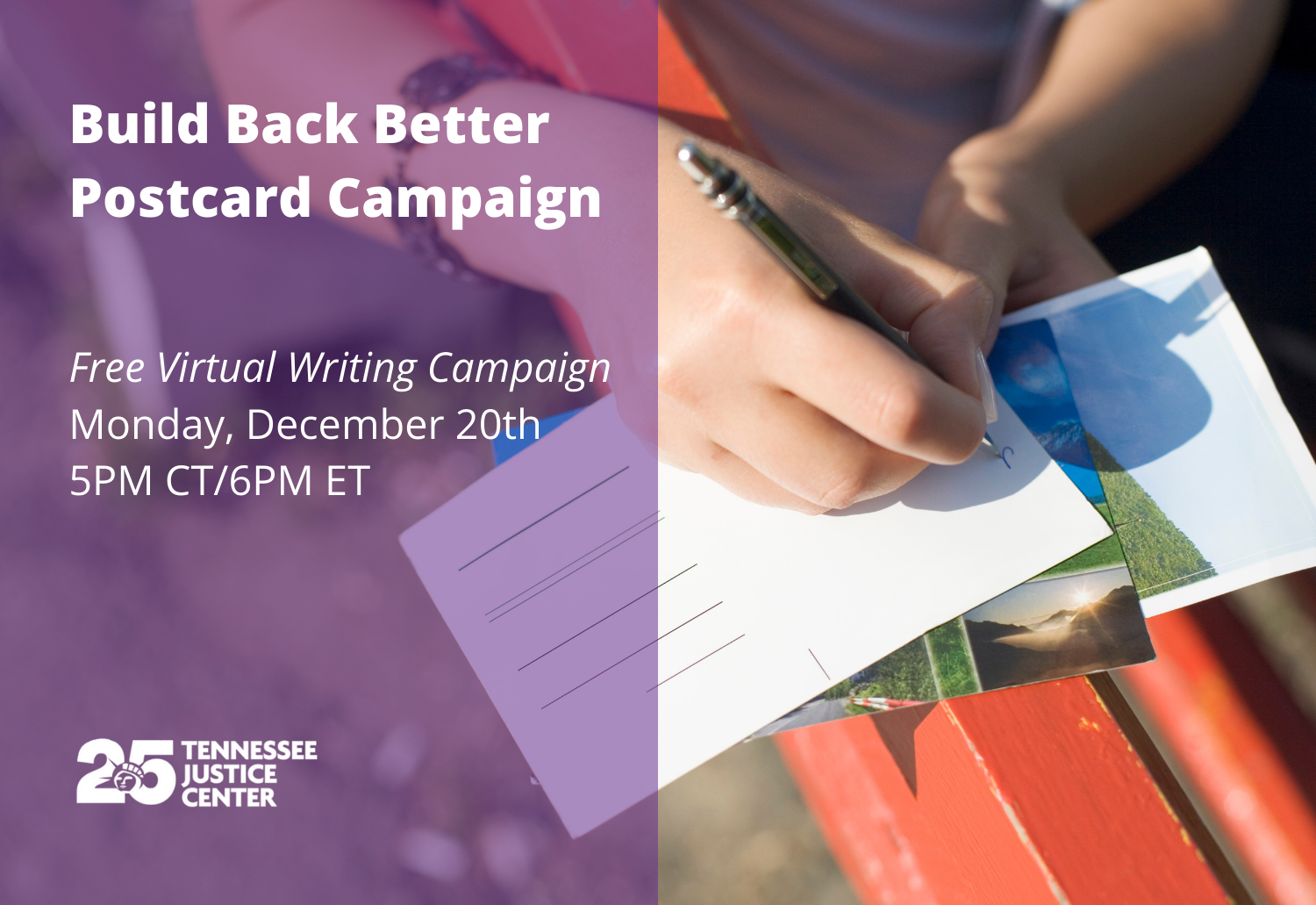 Build Back Better Postcard Campaign with Tennessee Justice Center