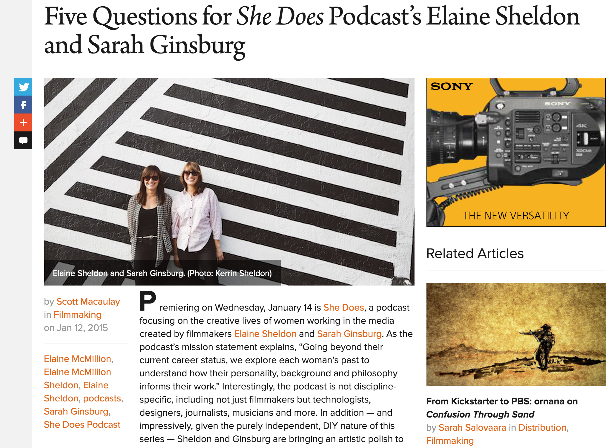 Featured on Filmmaker Magazine