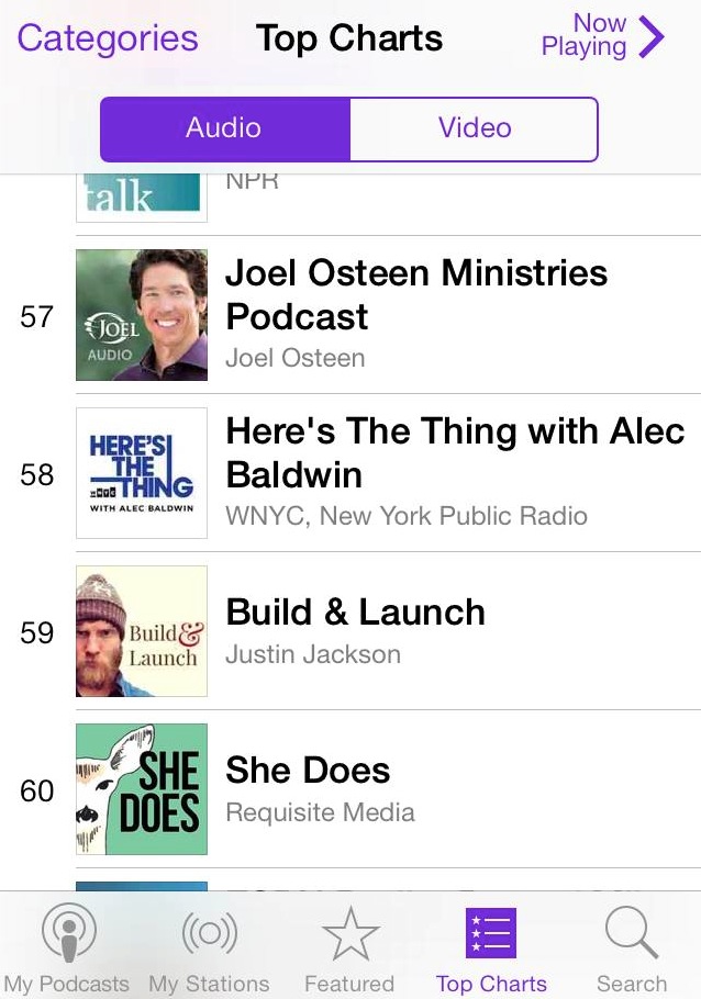 She Does in Top 75 Podcasts in iTunes