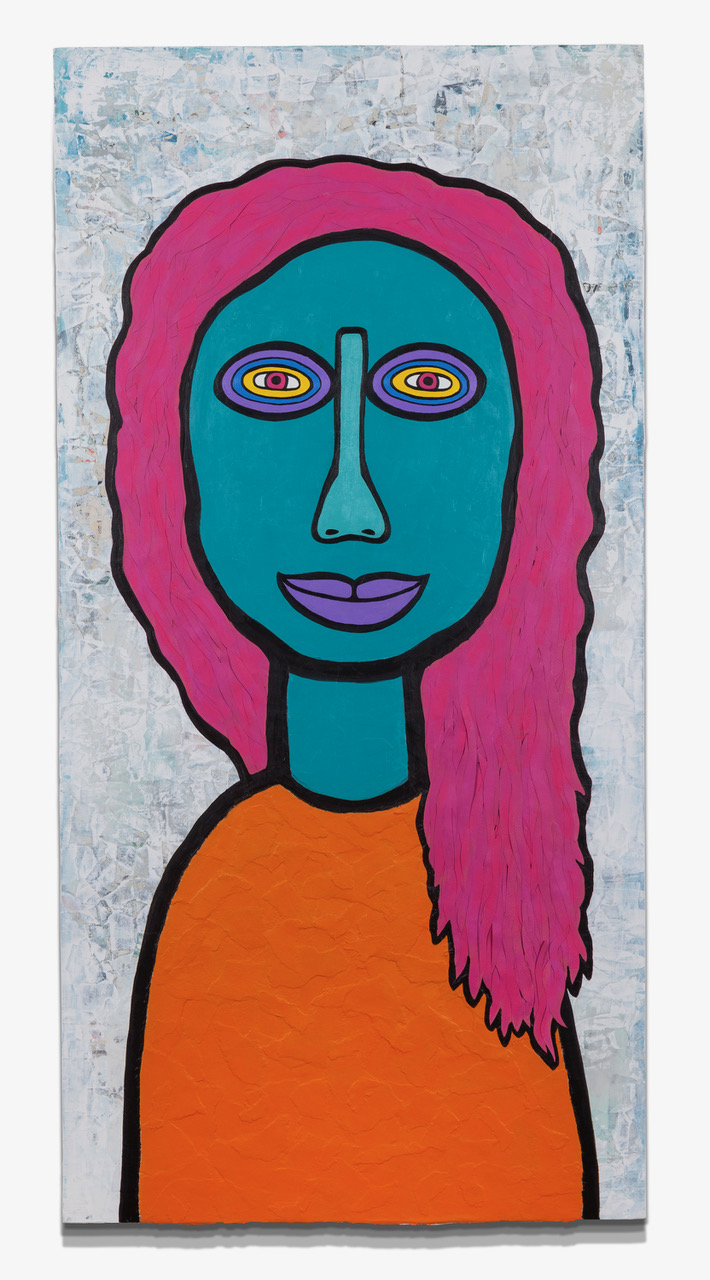 WomanGirl Believing Acrylic, Paper on Wood 24” x 48”