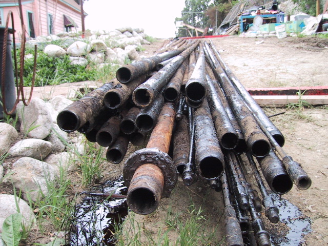 Oil-drilling rods extracted from beneath the Spiring Orchard site