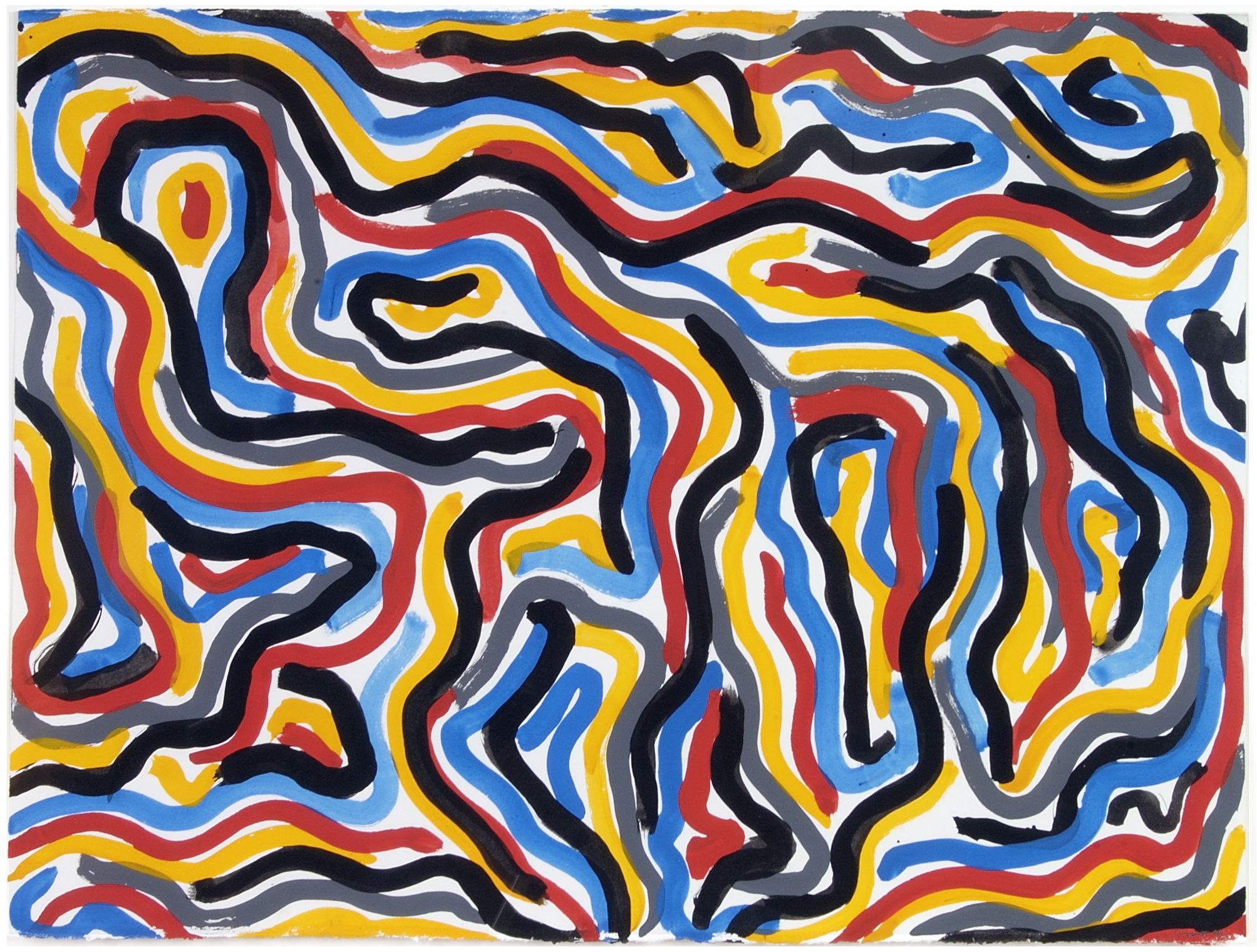 Sol LeWitt Untitled (Squiggly Brushstrokes) 1996 gouache on paper 22 x 30 inches
