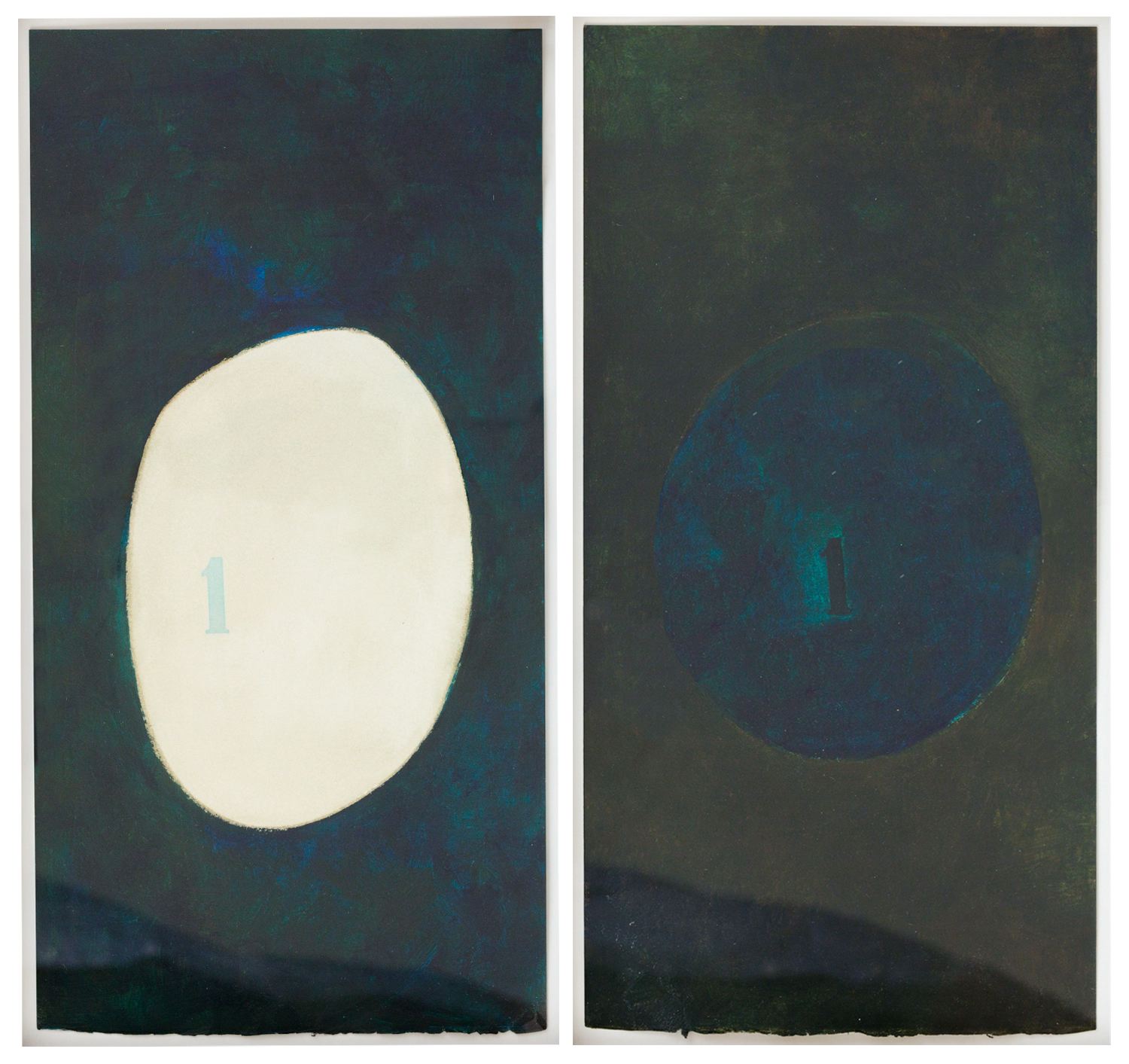 Mira Schendel Untitled (diptych) 1970 tempera on paper 18 x 9 1/4 inches each