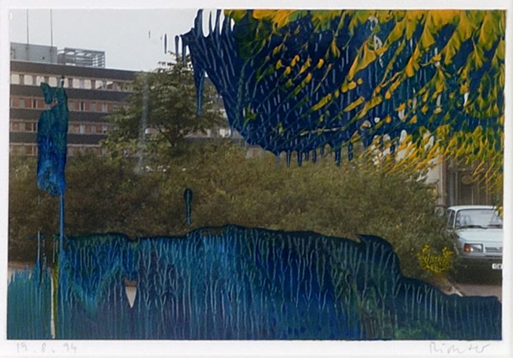 Gerhard Richter Hausser 1991 oil on photograph 3 3/4 x 5 3/4 inches