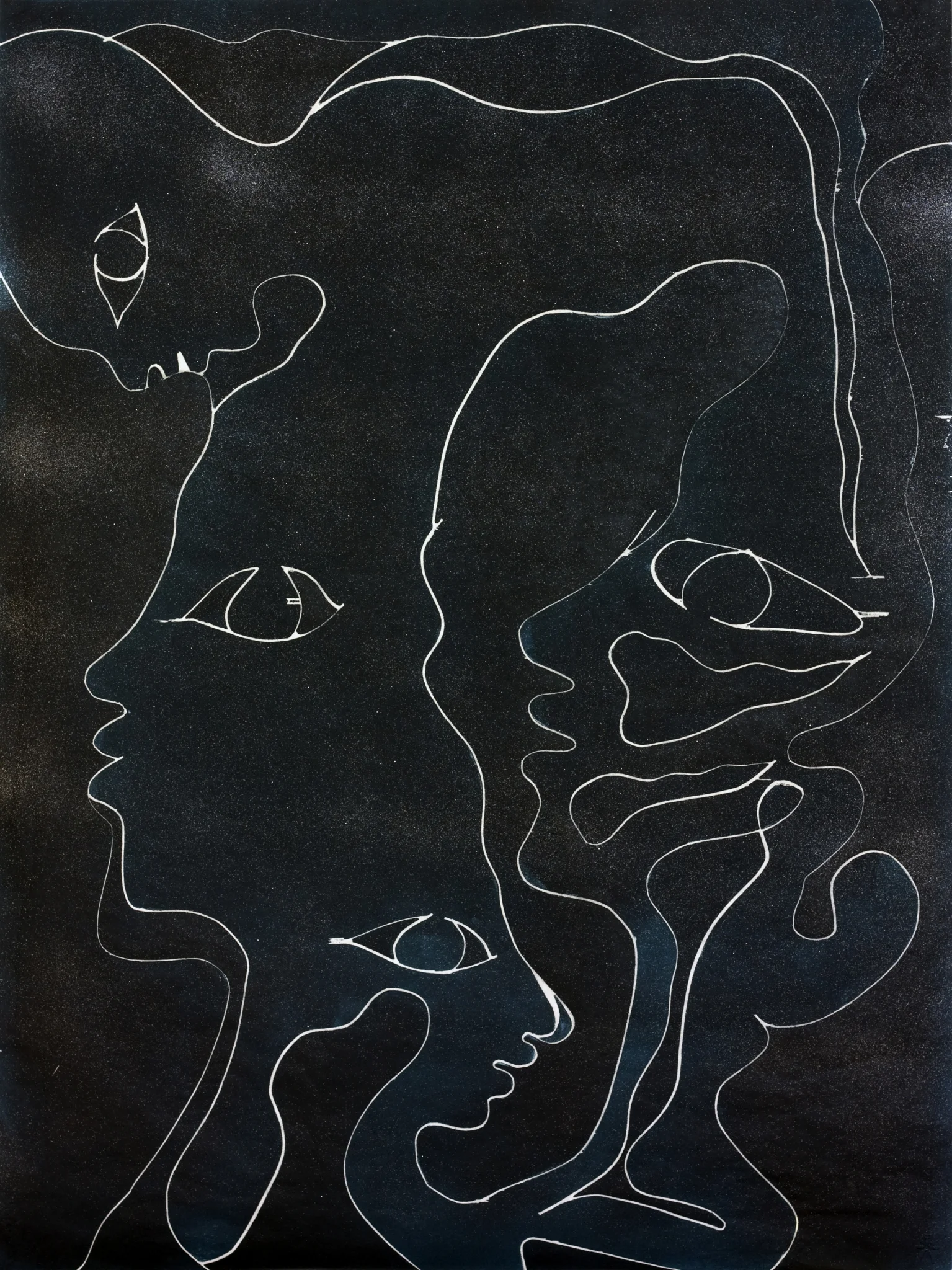  Lonnie Holley   It Starts With The Blood and Ends With The Water,  2017    Color woodblock with glitter  39 3/4 x 29 3/4 inches (100.96 x 75.56 cm)  Edition of 20 