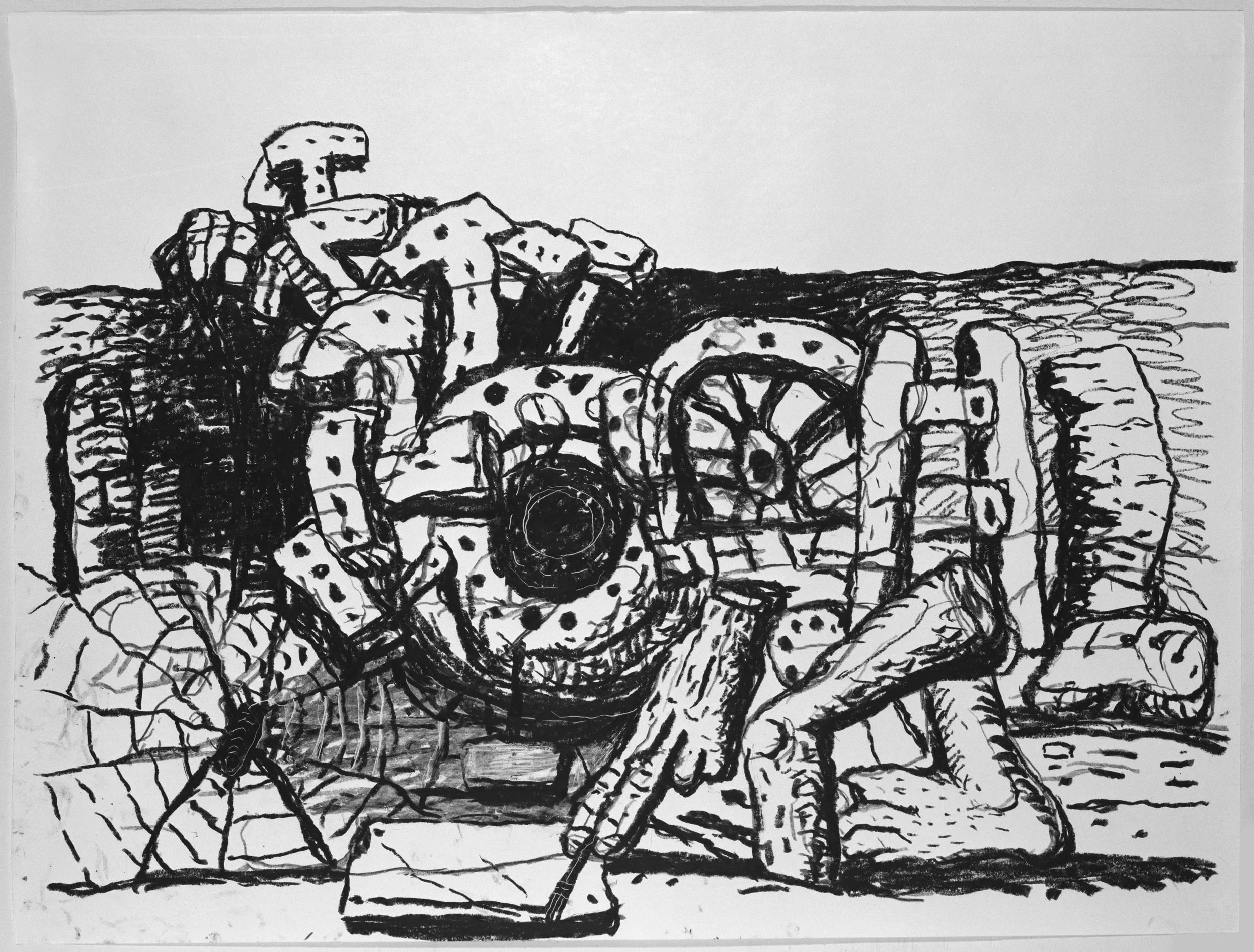Philip Guston (1913-1980) Elements , 1980 lithograph on Arches 88 32 3/4 x 42 1/2 inches Edition 10 of 50, 11 AP's Signed and dated, lower middle; numbered, lower left; embossed with Gemini G.E.L. blind stamp lower right.