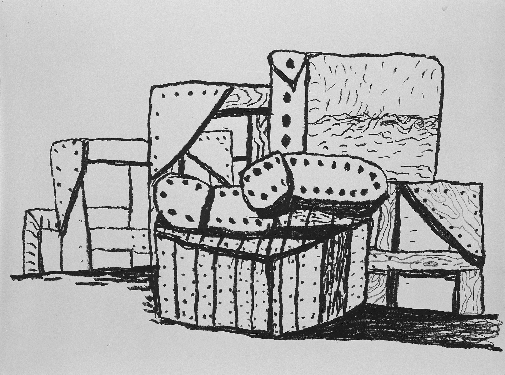 Philip Guston (1913-1980) Studio Forms , 1980 Lithograph on J.Barcham Green Crisbrook paper 32 x 42 1/2 inches Edition 63 of 100 Signed, titled, dated and numbered, lower margin