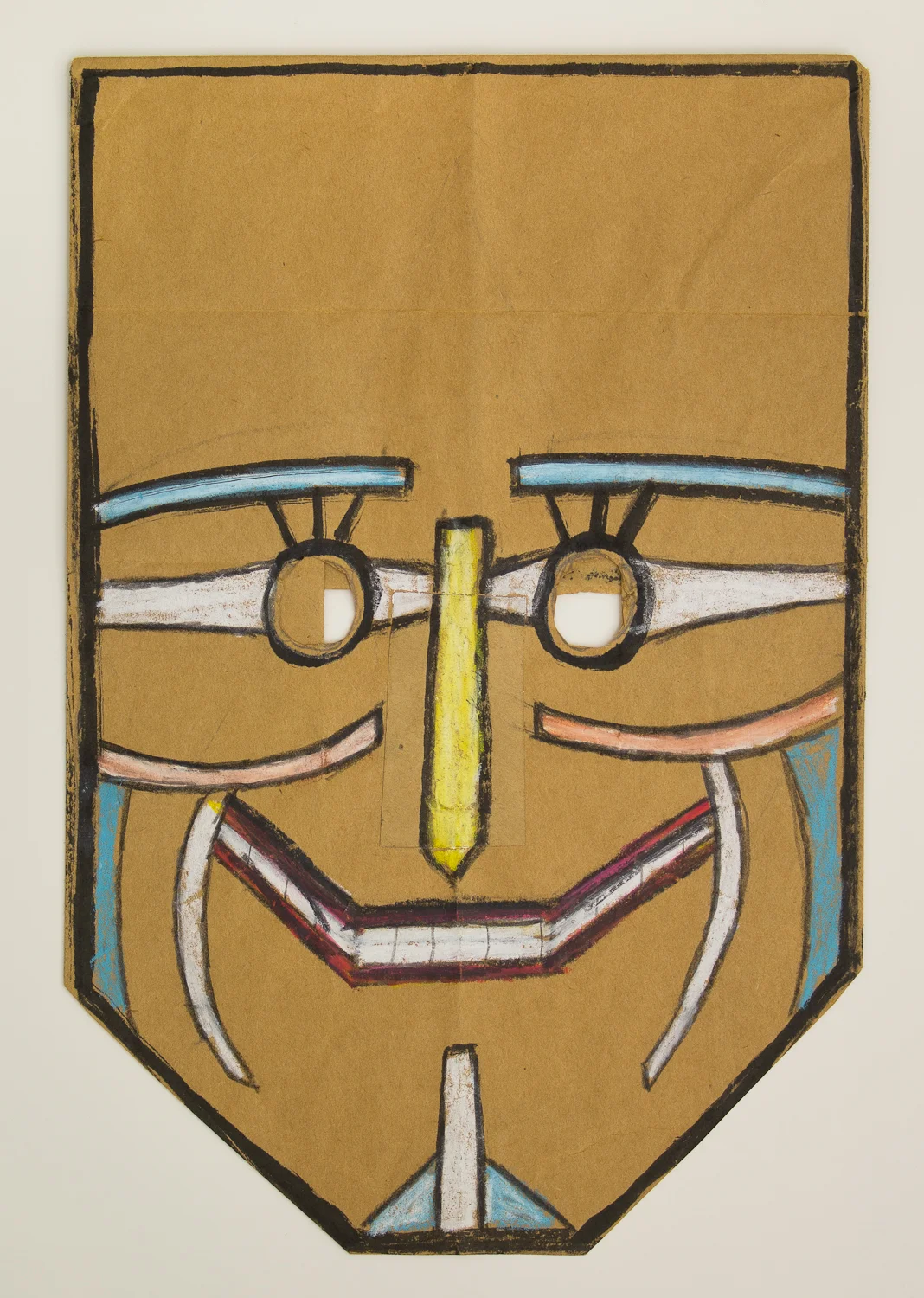 Saul Steinberg (American, 1914-1999) Untitled , 1959-62 Ink, crayon, pencil, oil stick, and collage on a cut brown paper bag 12 3/8 x 8 1/4 x 5 inches