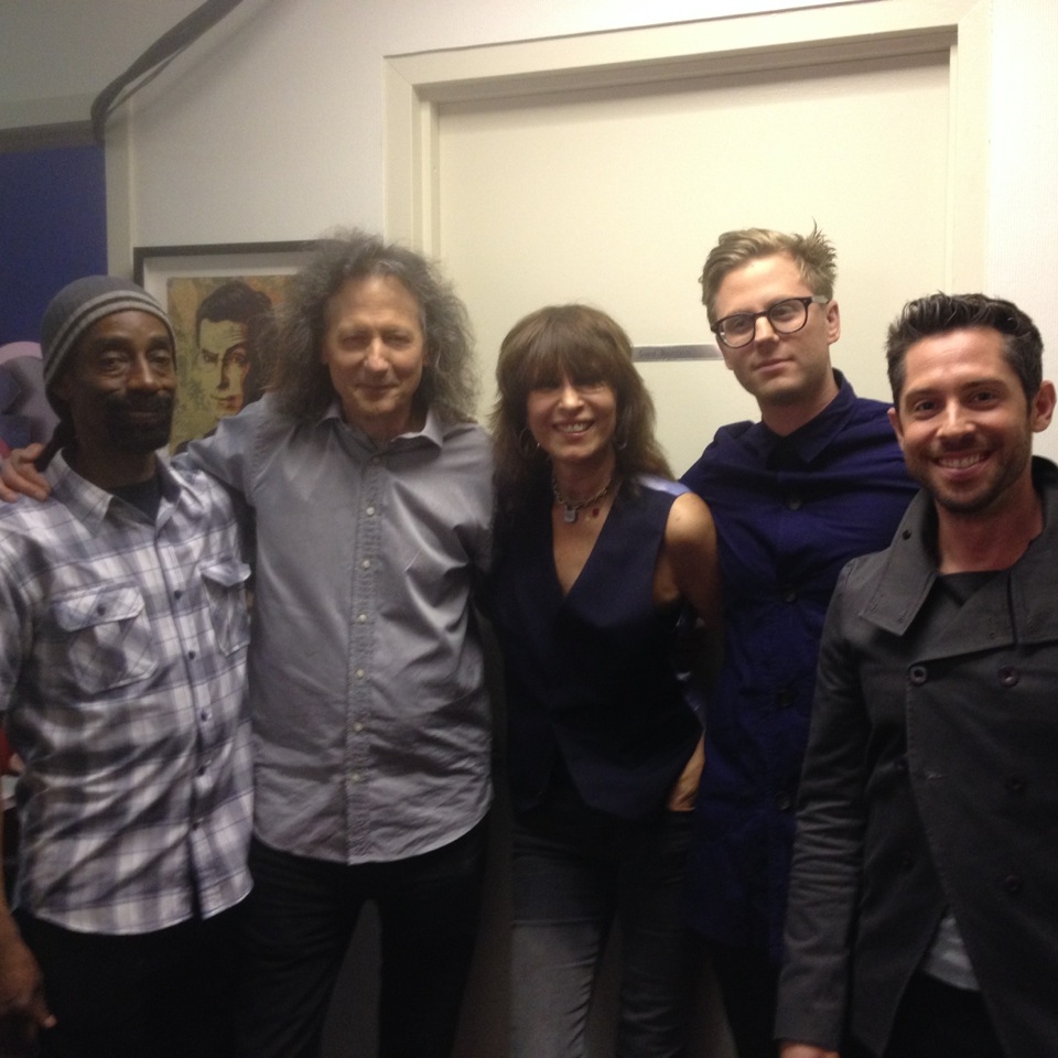  With Chrissie Hynde at The Colbert Report. L to R Leroy Clouden, Cliff Carter, Chrissie Hynde, Jared Scharff, Matt Rubano. 