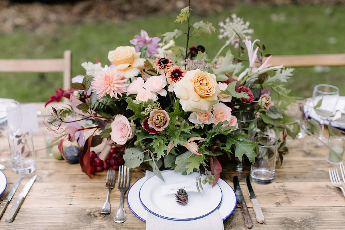 Vervain Woodland Unique Wedding Staffordshire with wild table centrepieces