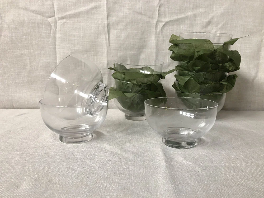 Clear glass footed bowls