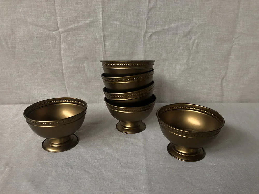 Large gold footed vases, great mixed with the antique bowls or hammered gold bowls