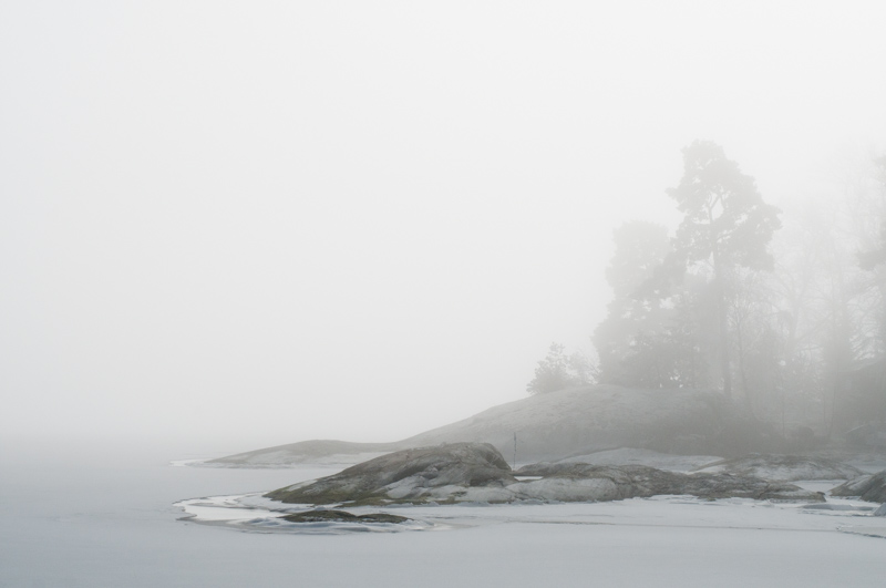Ice skating through the fog. Erstaviken.