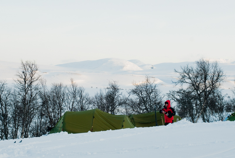 Preparing for night at Storulvåfjället.