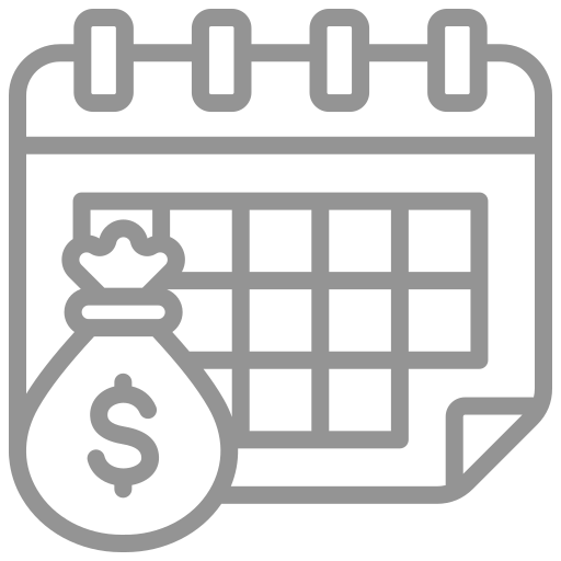Icon of calendar with money