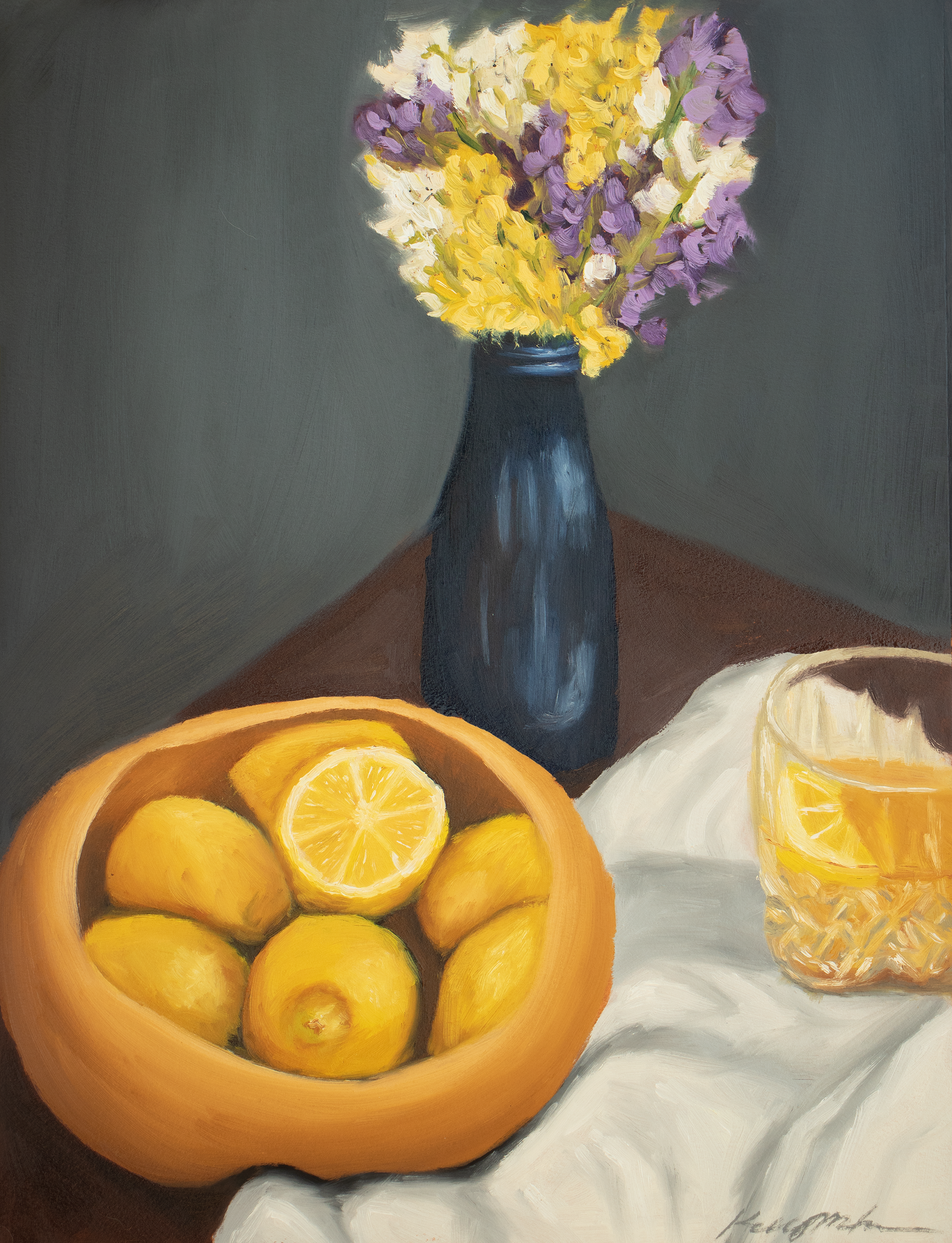  Lemons and Flowers , 2026
 
12 x 16 in
 
Oil on canvas paper