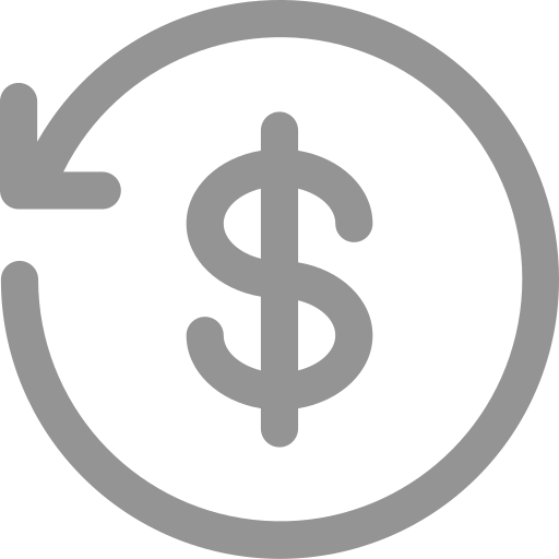 Icon with dollar sign circled with a return arrow