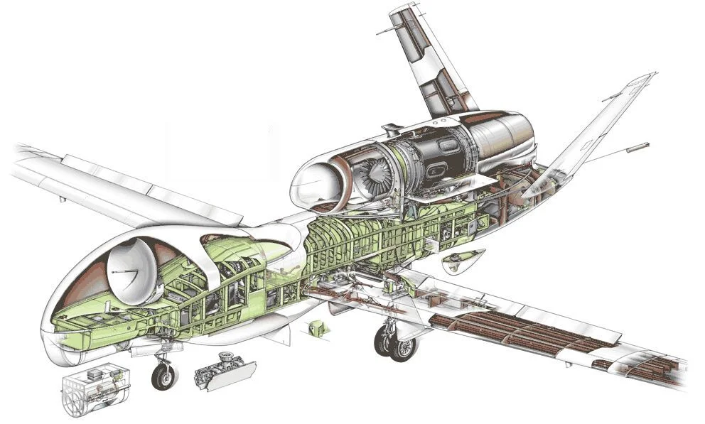 The Northrop Grumman RQ-4 Global Hawk Schematic