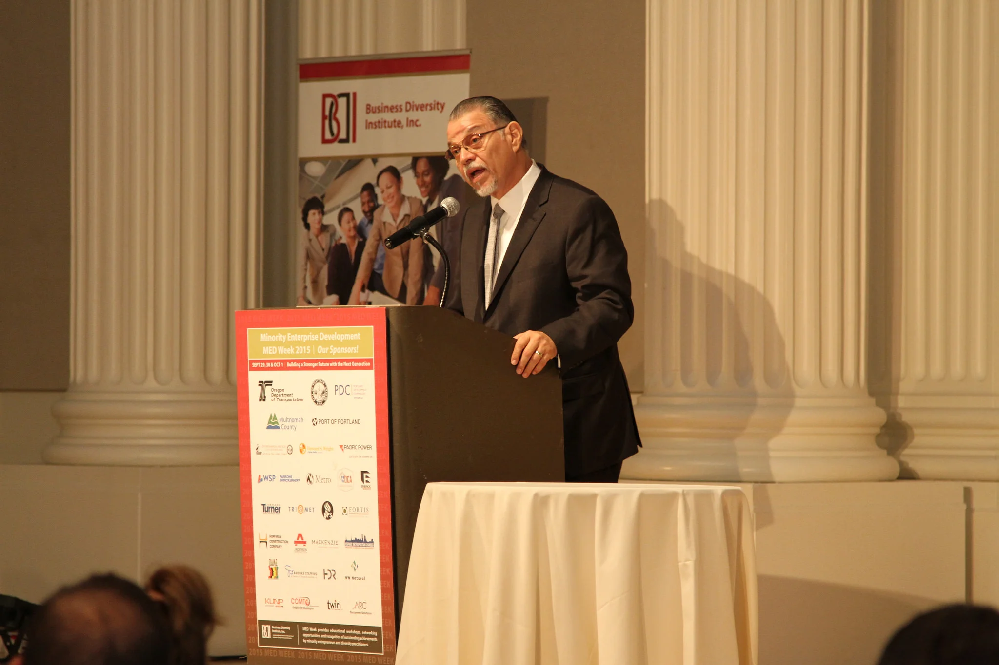 Fernando Martinez, Northwest Mountain MSDC President and CEO, delivers Keynote Address during MED Week at Business Diversity Institute, Inc. luncheon in Portland, OR.