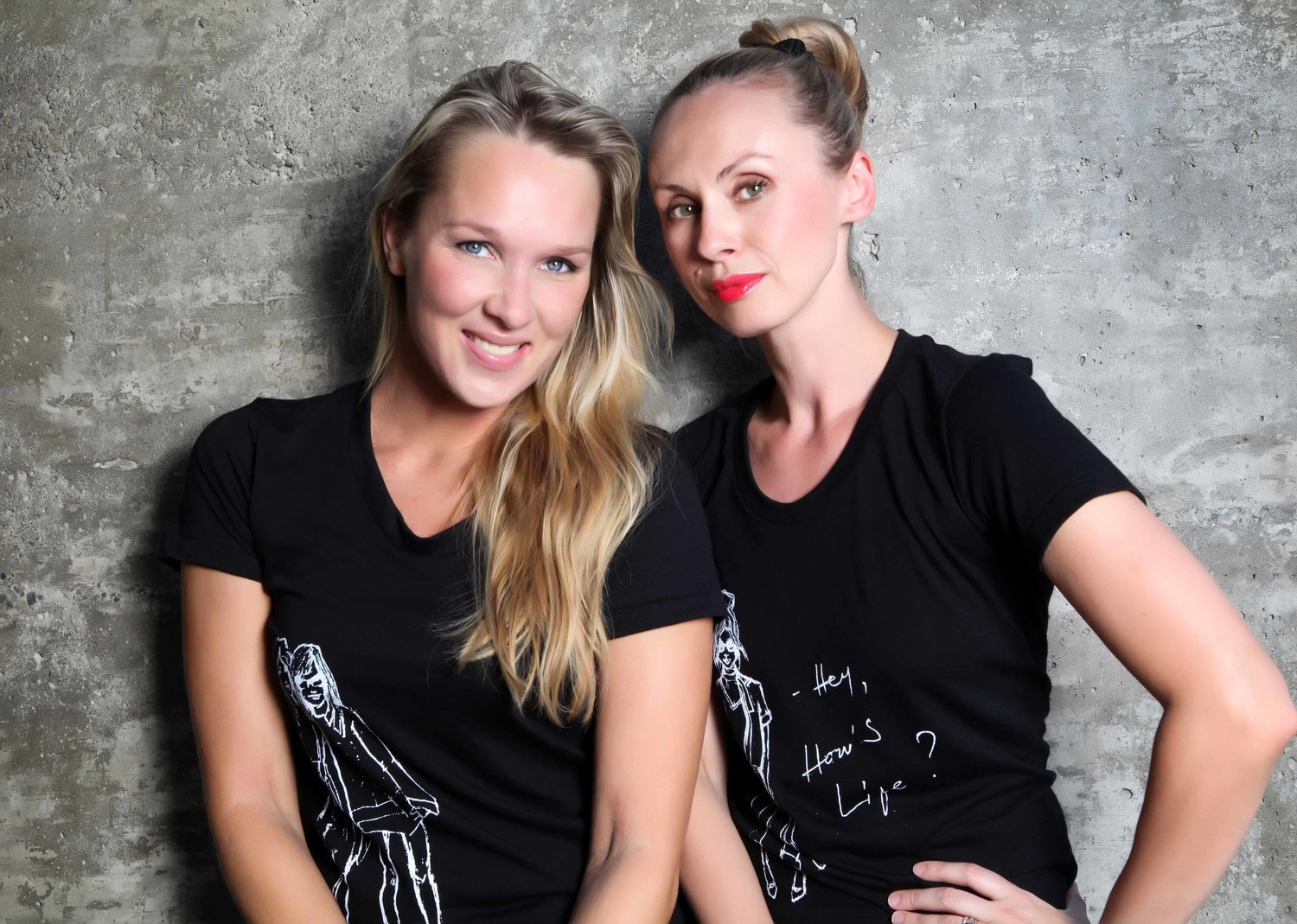Inese and Eva. T-shirts designed by Eva available in our SHOP with all the proceeds going to our cause