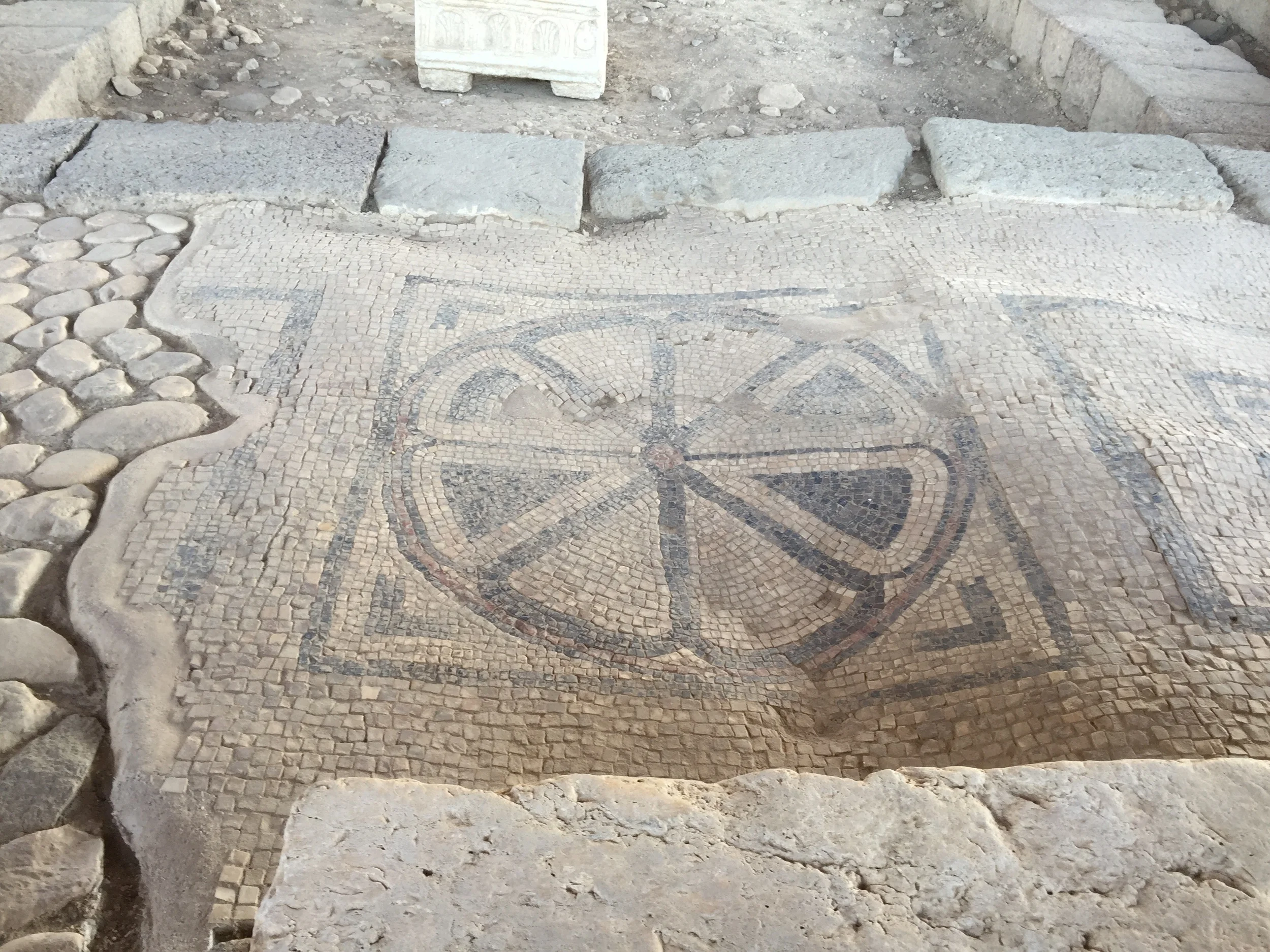 Original Mosaic at the back of the Magdala tabernacle! It was beautifully preserved.