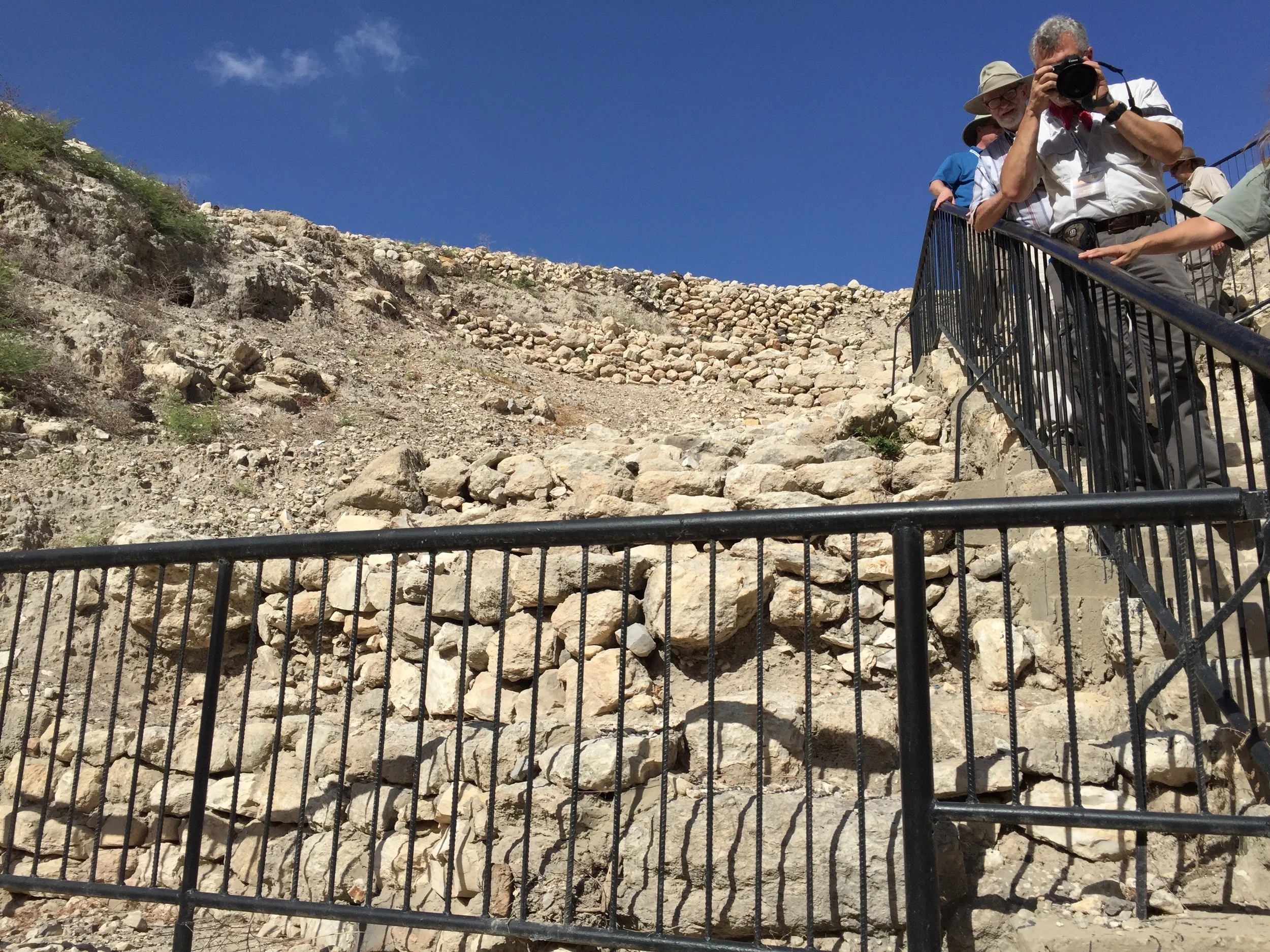Stairs above the railing that those in the OT days would have used.