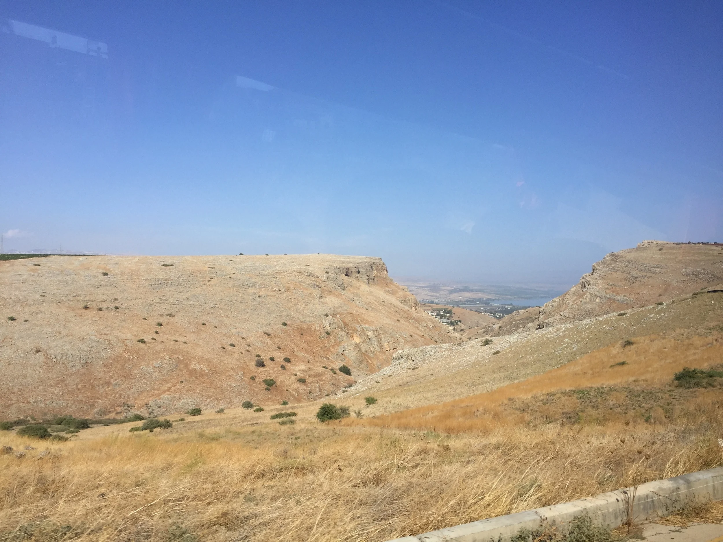 A view of Wadi Hammam, Migdal and the Sea of Galilee through Mt. Nitay on the left and Mt. Arbel on the right as we approached the national park.