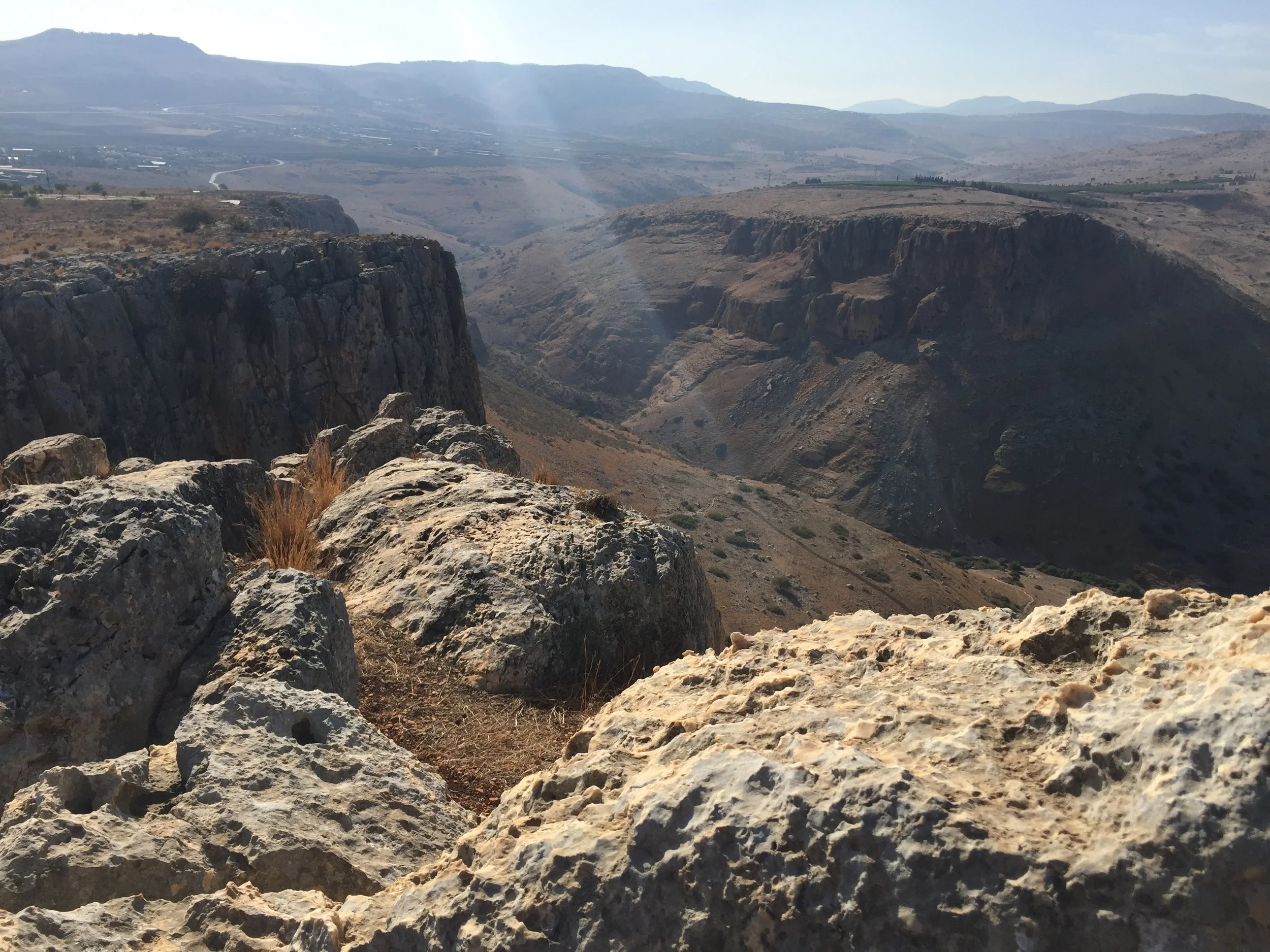 The view from Mt. Arbel to Mt. Nitay with the Arbel stream in the valley between them.