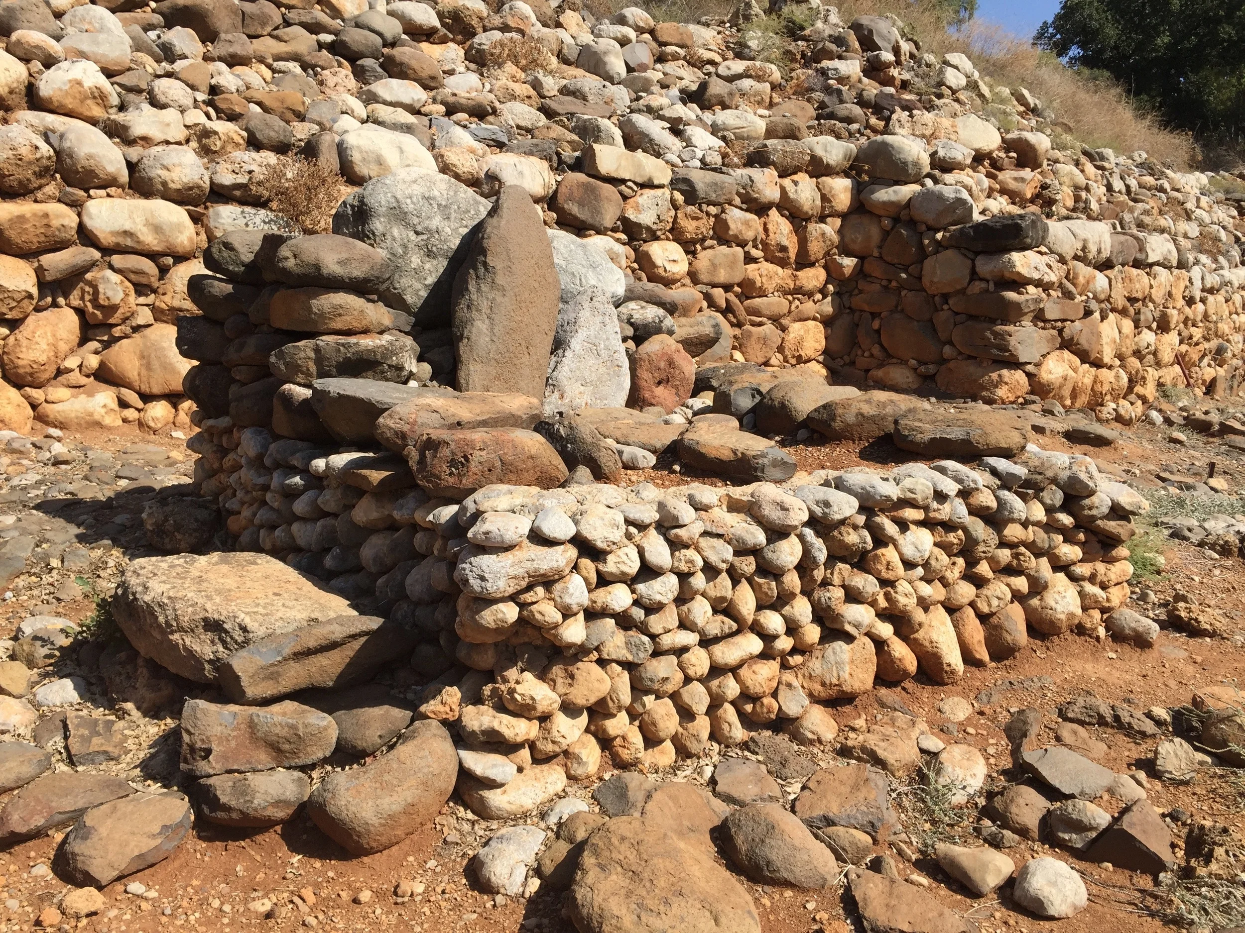 Cultic standing stones outside the Israelites gate at Dan.