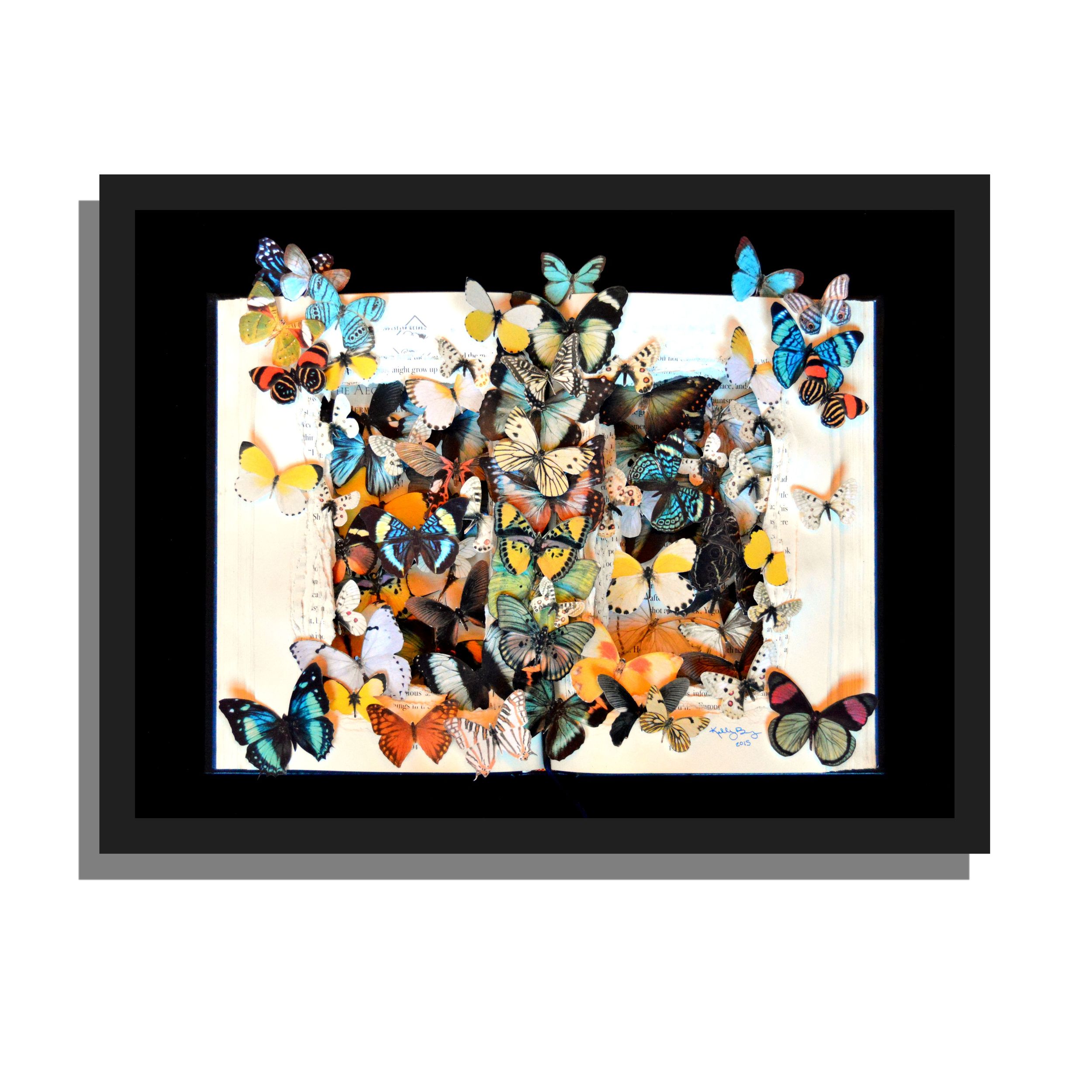 Butterflies in Flight book sculpture - 12x16x3