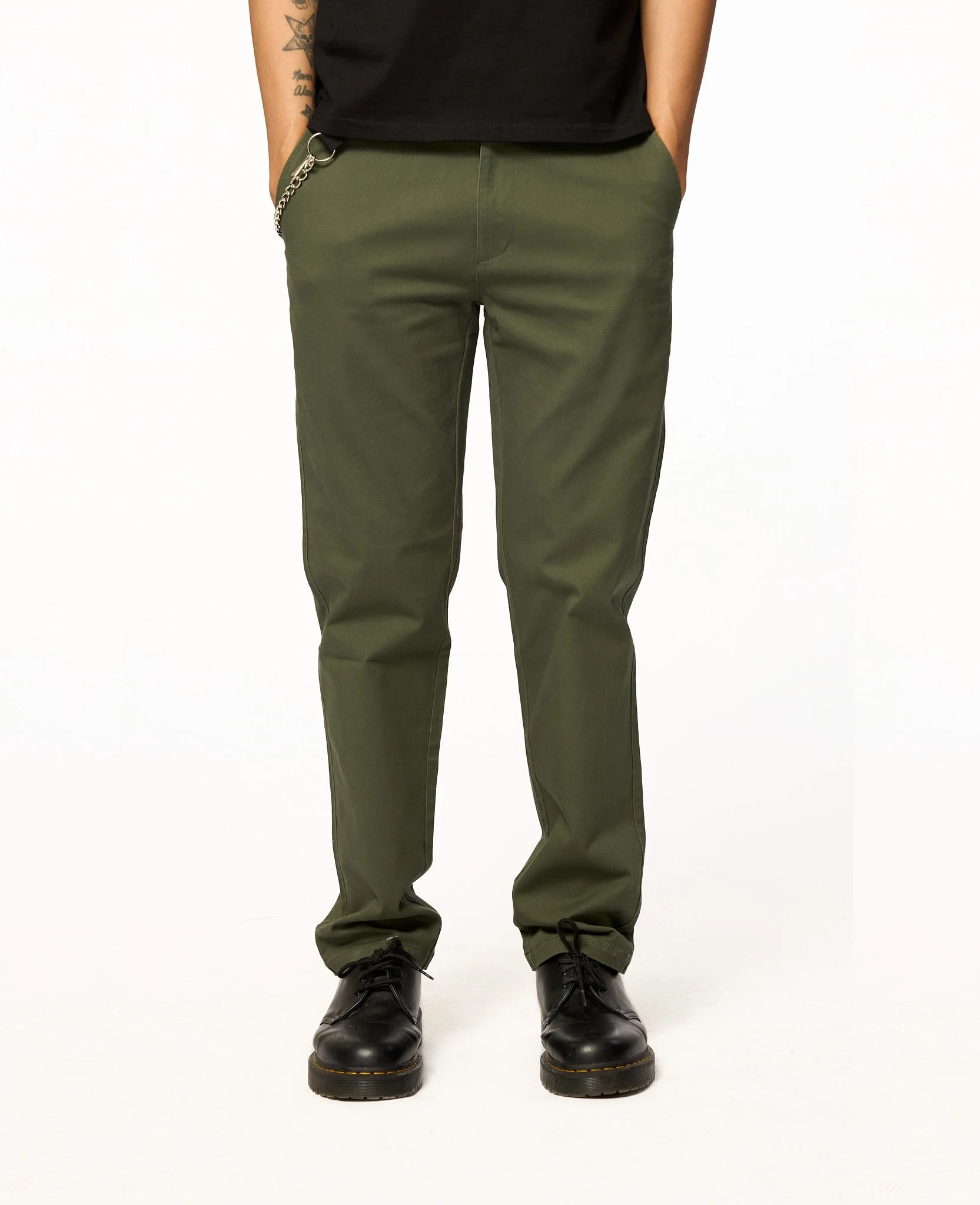 Straight-Leg Chino Pants – Black / Green
