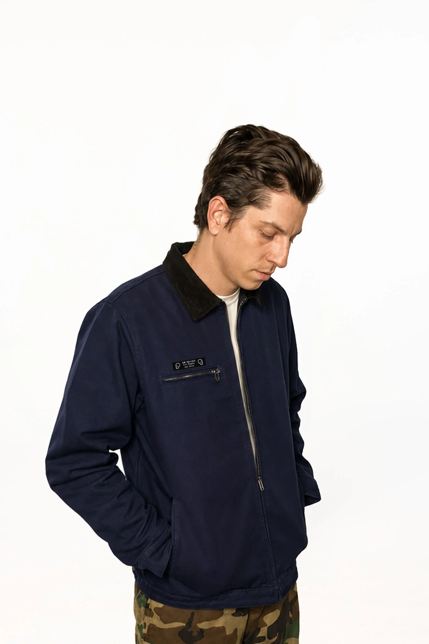 Canvas Collar Jacket – Blue / Green