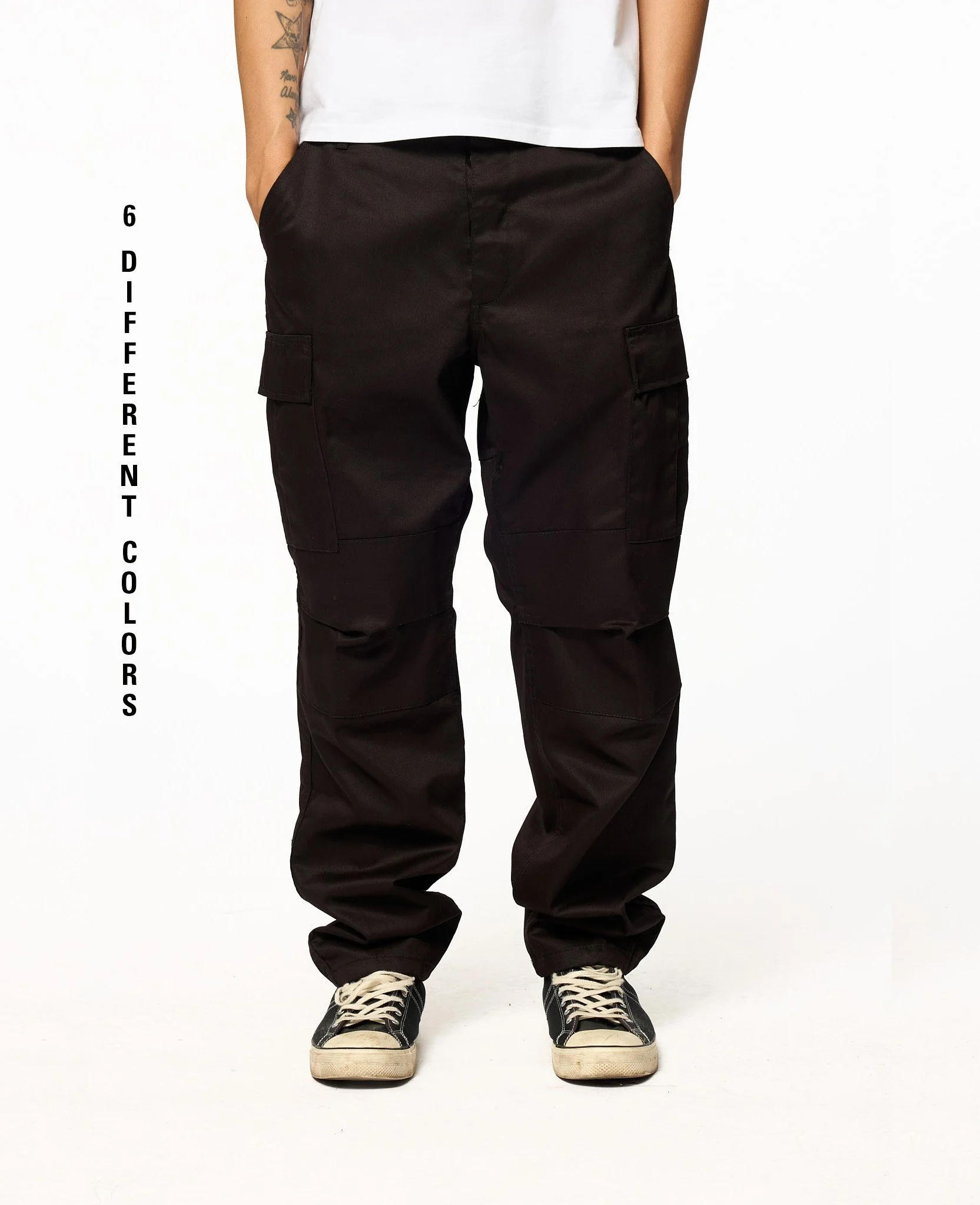 Solid Cargo Pants | Durable Cotton Blend | Relaxed Fit with Adjustable Waist | Multiple Pockets