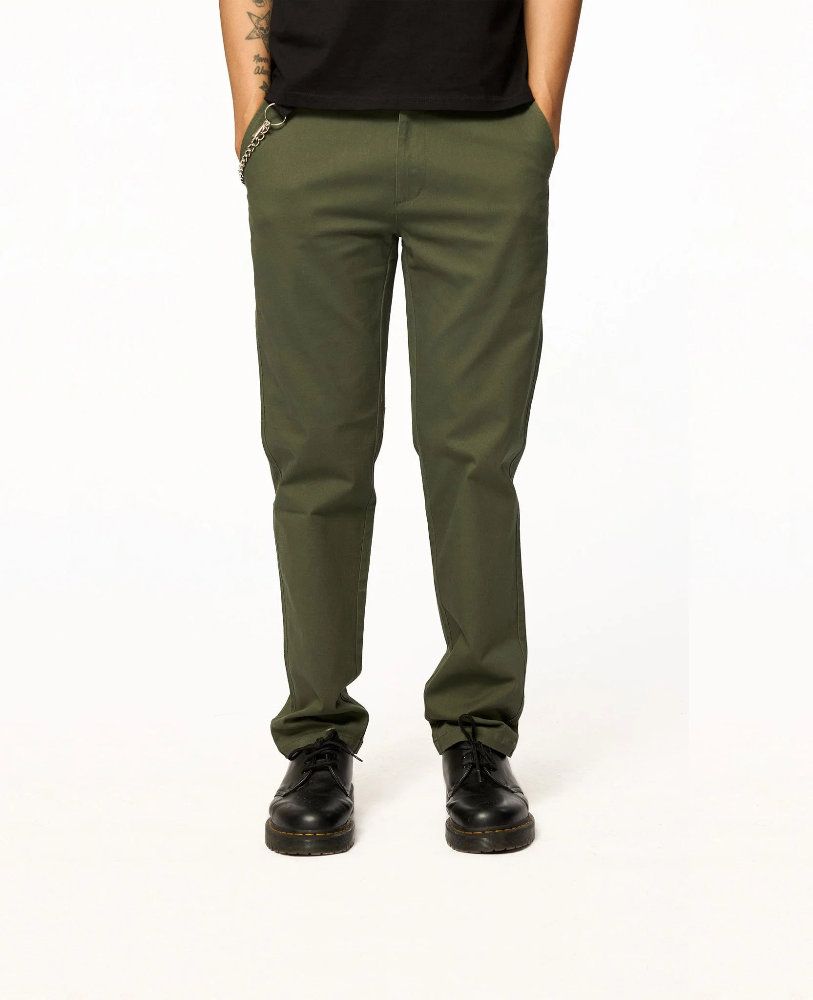 Straight-Leg Chino Pants – Black / Green
