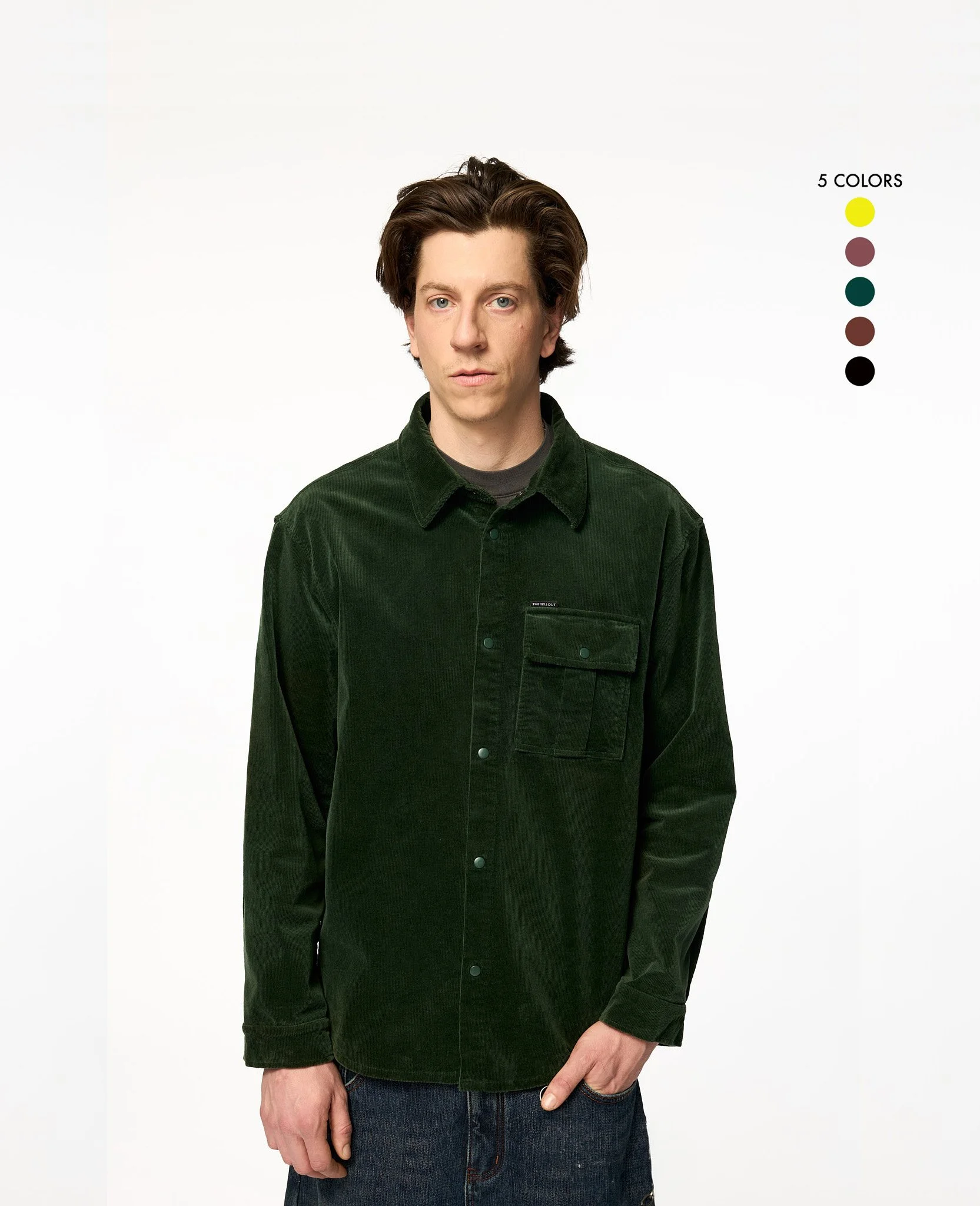 Oversized Corduroy Shirt Jacket — Green