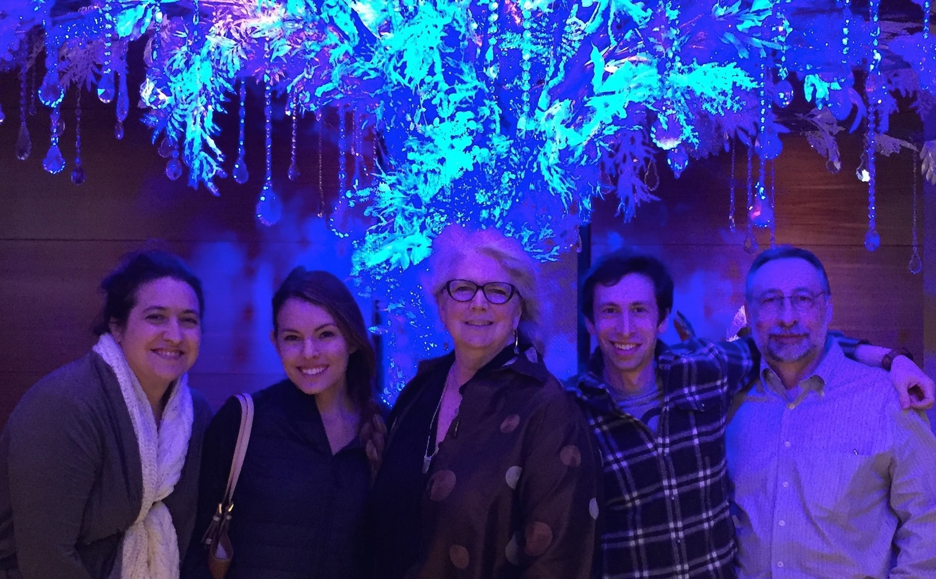 Clare, friend Barbie, Ben and Jacques join me under the glittery tree at the Ritz Carlton @ LALive.