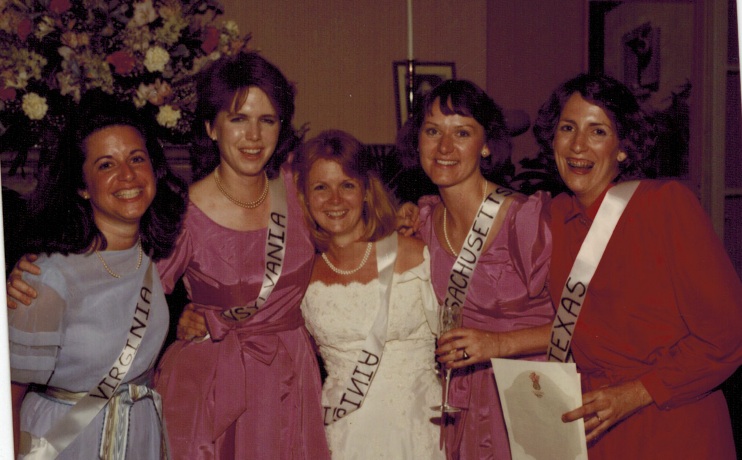 A few years out of college, some of our freshman friends - Annie, me, Lauren, Laura, and Carol - attending each other's celebrations and weddings.