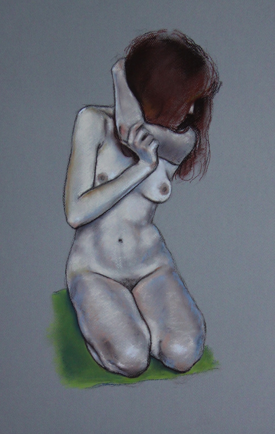 Nude On Cusion - Hard Pastel On Paper (37x55cm)