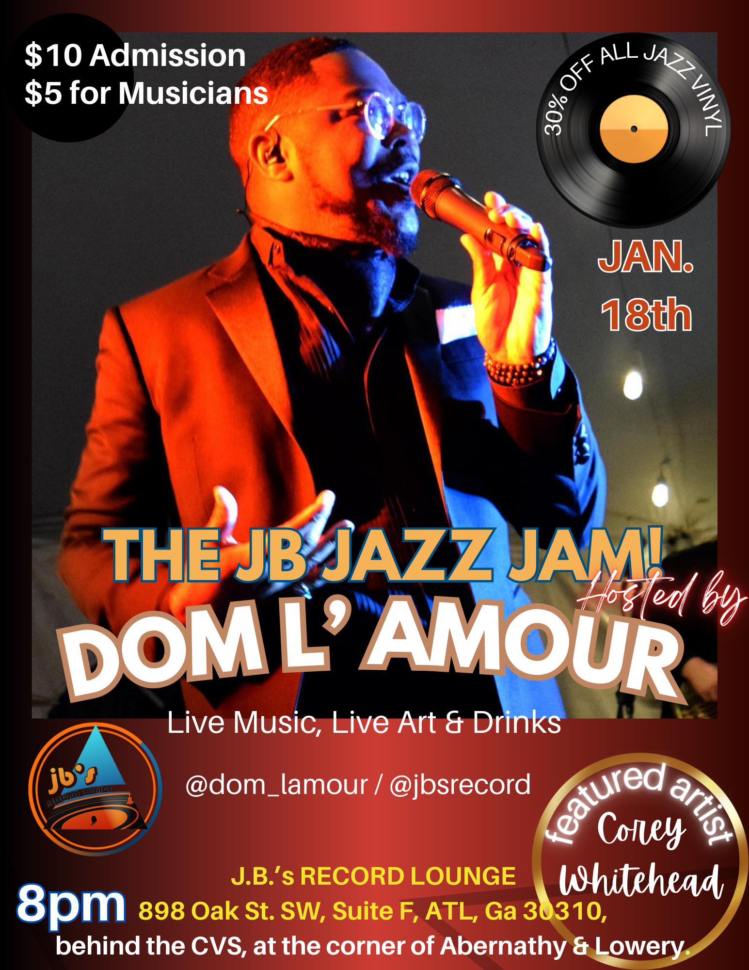 Jb's Jazz Jam Hosted by Dom L'Amour