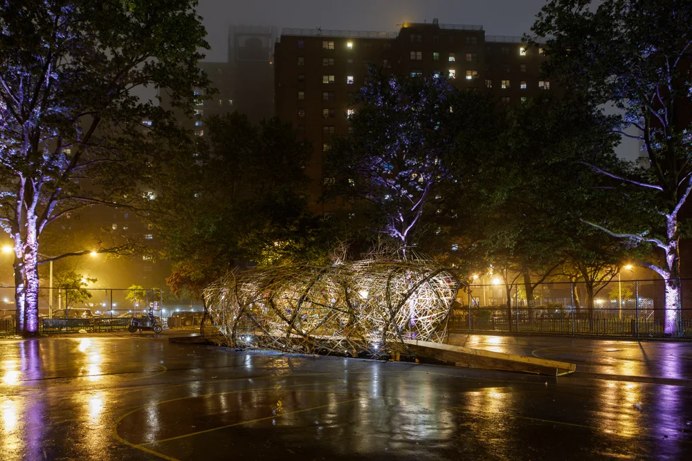 The Bronx Cocoon was built on basketball courts known as "the cage" in the Andrew Jackson Houses. 