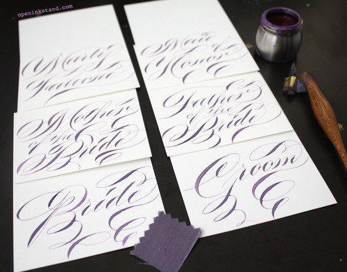 "This chick is freakin amazing!!!! Sent her labels to write on, custom order was double checked & they arrived beyond beautiful. I've never seen such handwriting so stunningly gorgeous - this isn't just calligraphy in the traditional sense - her work is unlike anything else you will find on etsy or anywhere else in my book. Love love love it! If you're looking for some eye catching, head turning work that is art in itself, this is it." -Lori Helwing