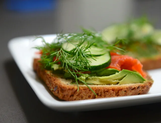 Norway 70.3 Open-Faced Salmon Avocado Sandwich 