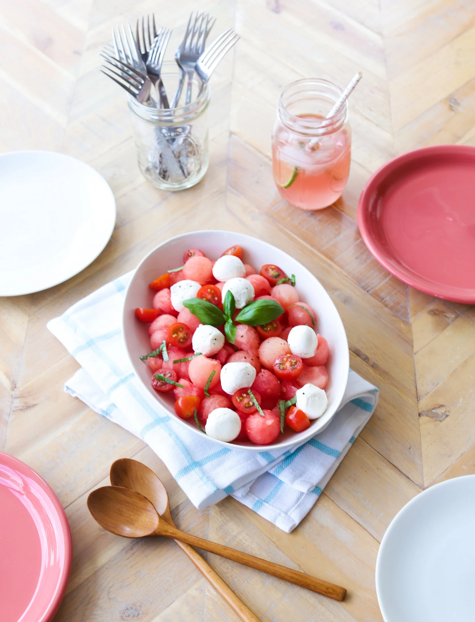 Fourth of July Salad with Watermelon and Mozzarella 