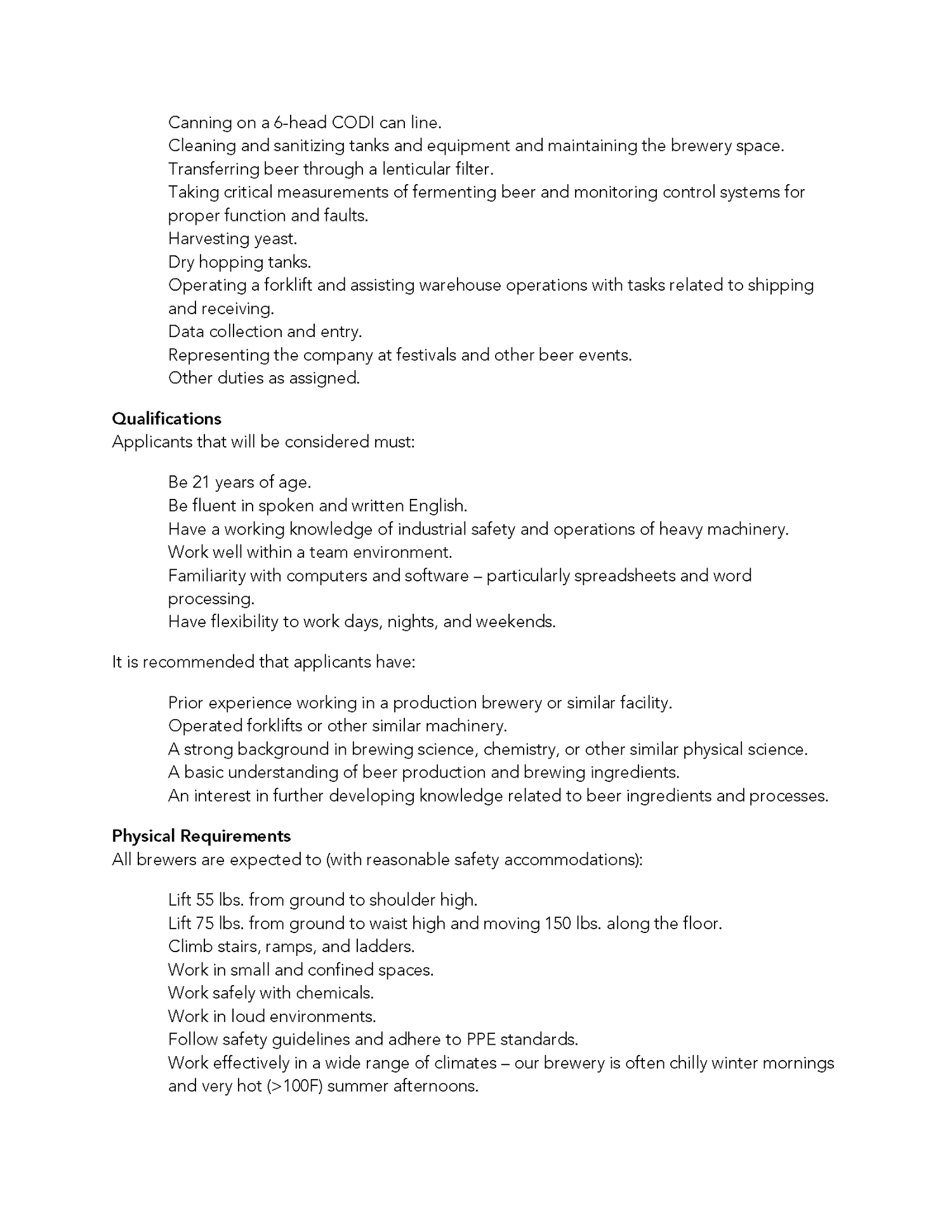 NOW HIRING BREWER — Dragoon Brewing co.