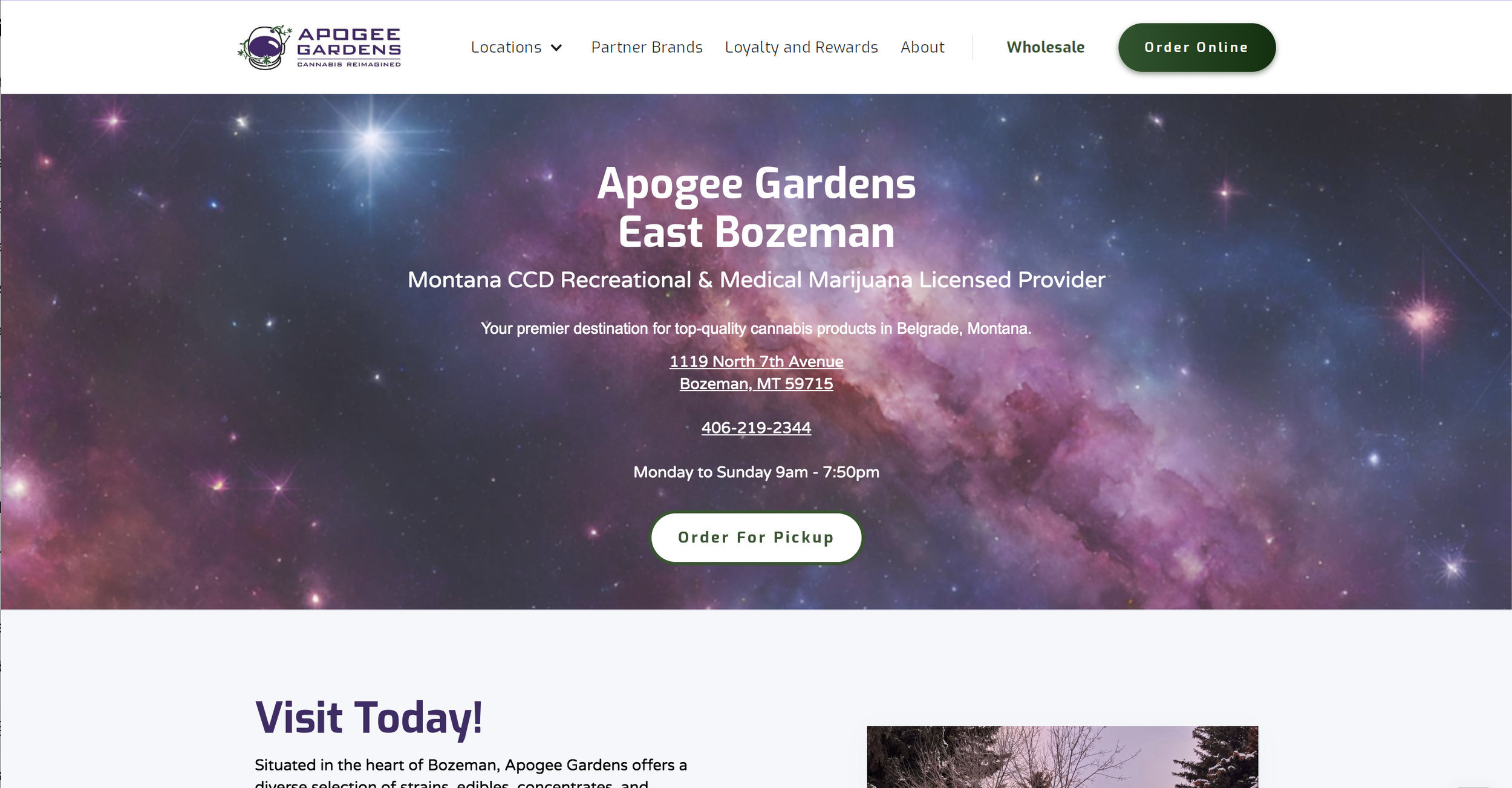 Screenshot of the new Apogee Gardens Location page