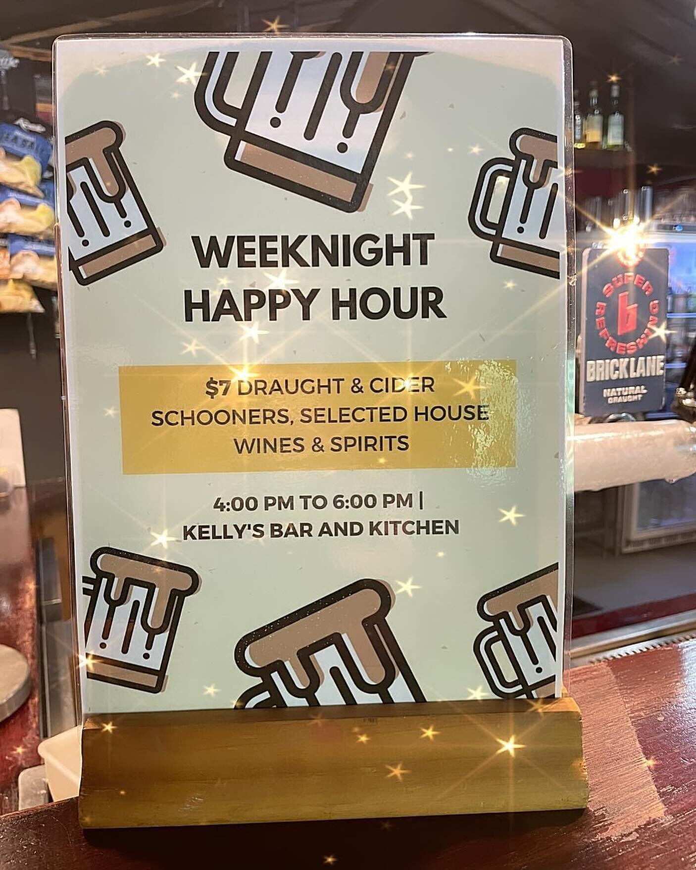 Join us for happy hour, weeknights from 4pm-6pm 😃🍺