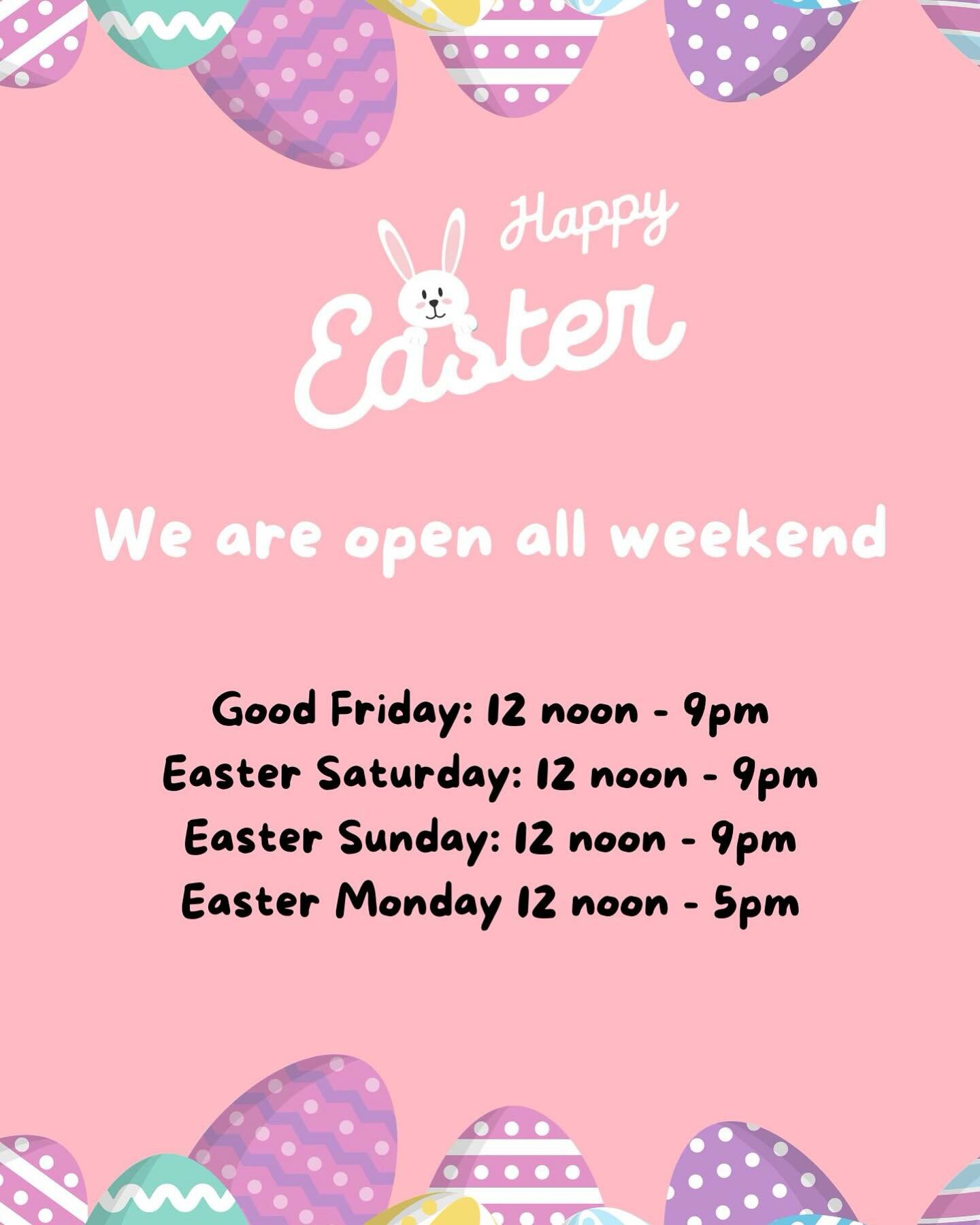 Our opening hours for Easter 🐣 
Call 9751-1056 or go to our website to make a booking.